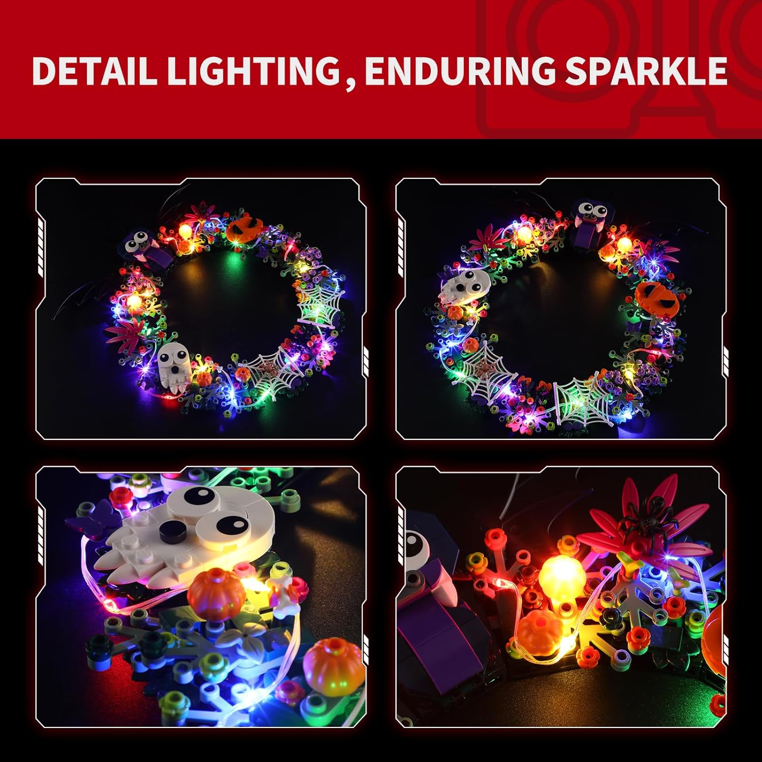 BRIKSMAX Light Kit Compatible with  Halloween Wreath 40825 | USB Powered LED Lighting for  Collectors, Display Room, Adults Gift (Model Not Included) image number 4