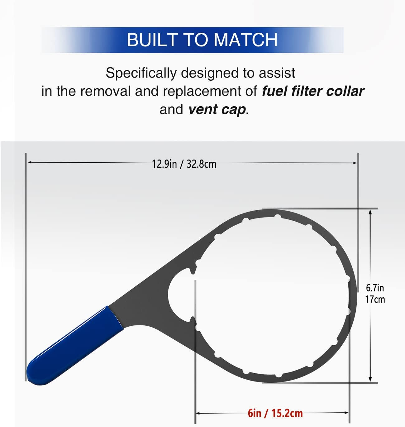 Sixcow Replace for Davco 6&rsquo;&rsquo; ID 380134 382 Colar/Vent Cap Oil Fuel Filter Wrench for Fuel Pro 382, 380, Metal image number 2