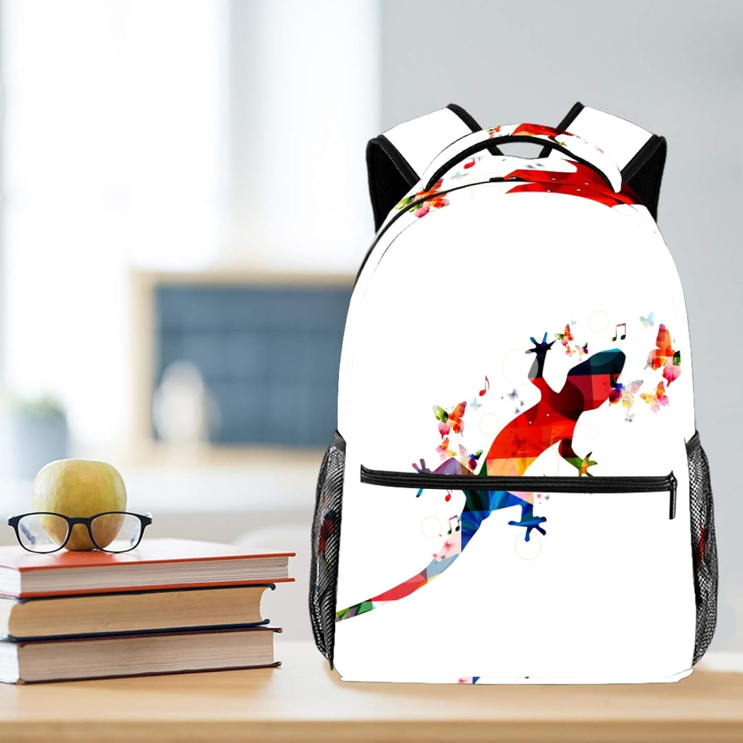 Students Backpack Colorful Gecko Print Casual Backpack for Girls and Boys Bookbag School Bag Travel Daypack image number 2