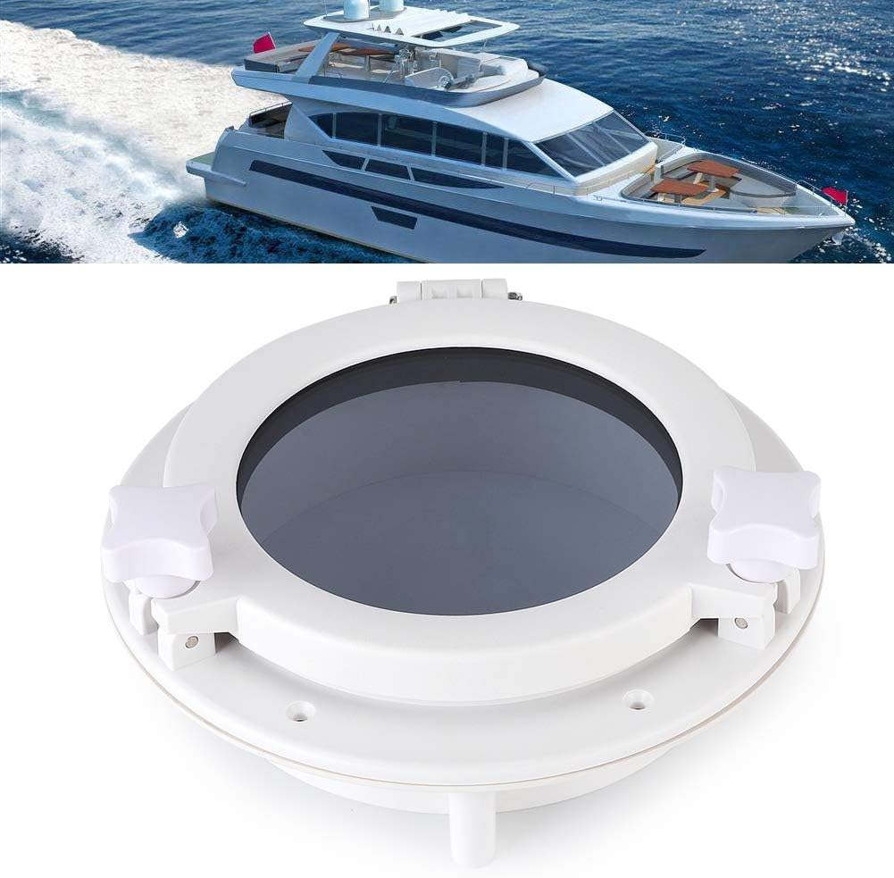 215Mm round Porthole Lighting Ventilation Yacht RV Hatch Window Portlights ABS Anti-Aging Anti-Uv Tempered Glass Stainless Steel White image number 3