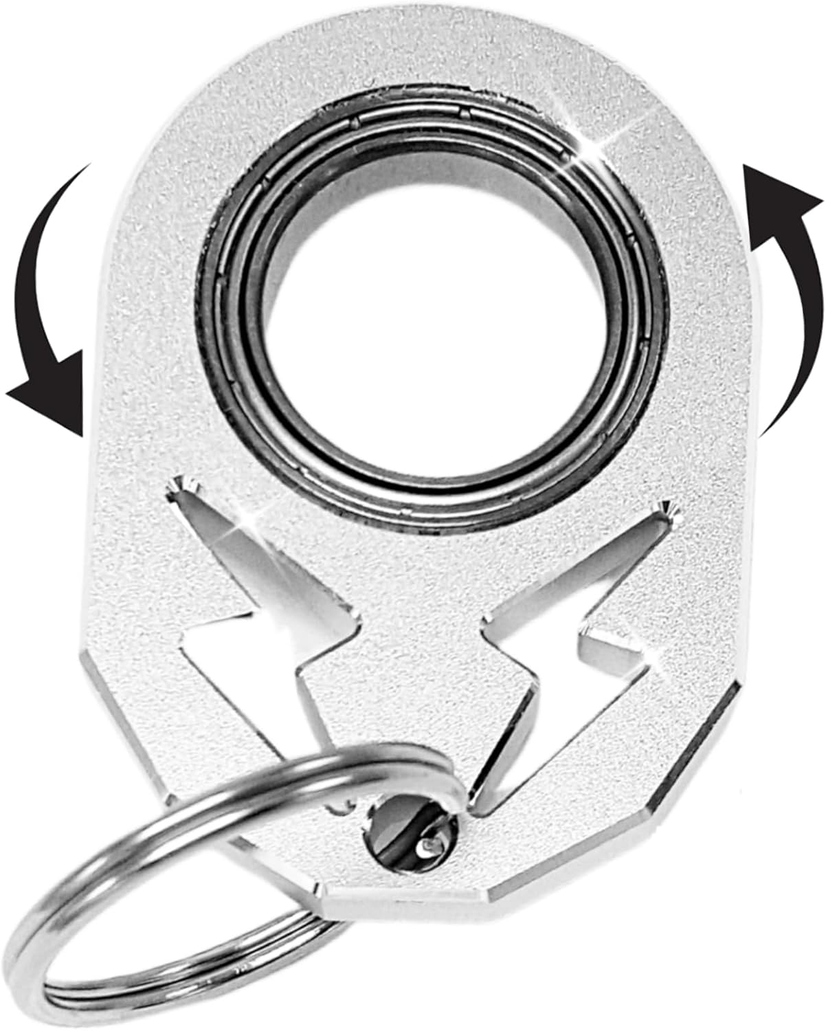 YIPUKIYI Keychain Spinner Fidget Ring Metal Key Chain Spinner Fidget Ring Type Toy for Man Women and Kids (Silver)