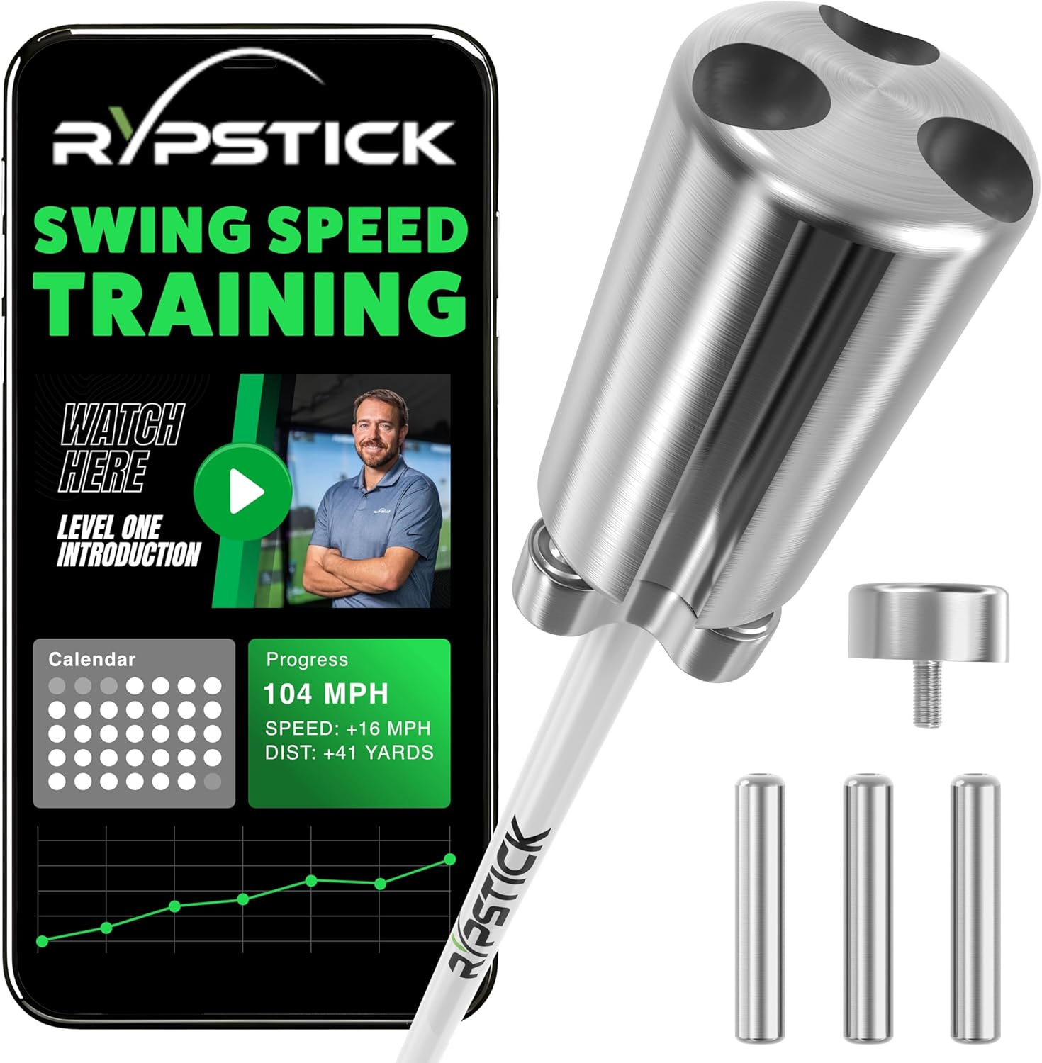 Rypstick | Golf Swing Trainer Device for Increased Distance - Golf Speed Trainer and Warmup Aid image number 6