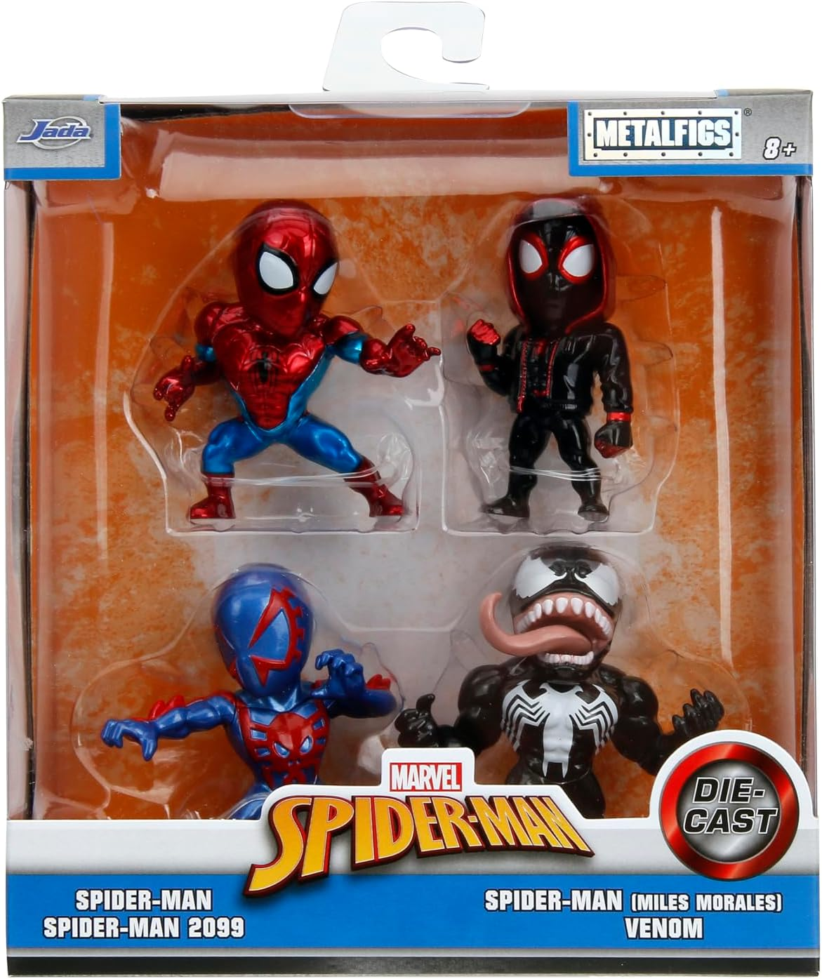 Jada Toys Marvel Comics Spider-Man Metal Action Figure, 2.5 Inch (Pack of 4)