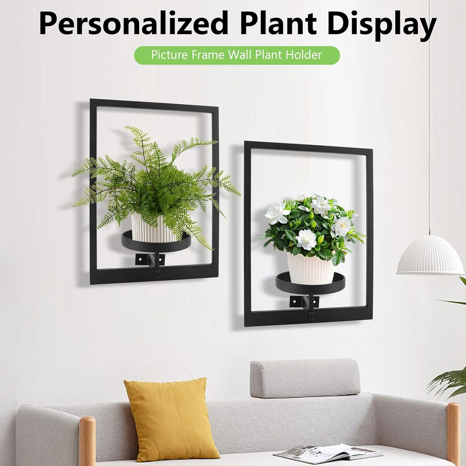 Gugxiom 2 Pack Picture Frame Wall Plant Holder, Metal Plant Wall Frame, Window Shelf for Plants,Plant Frames for Wall, for Living Room Bedroom Bathroom Garden Patio image number 5