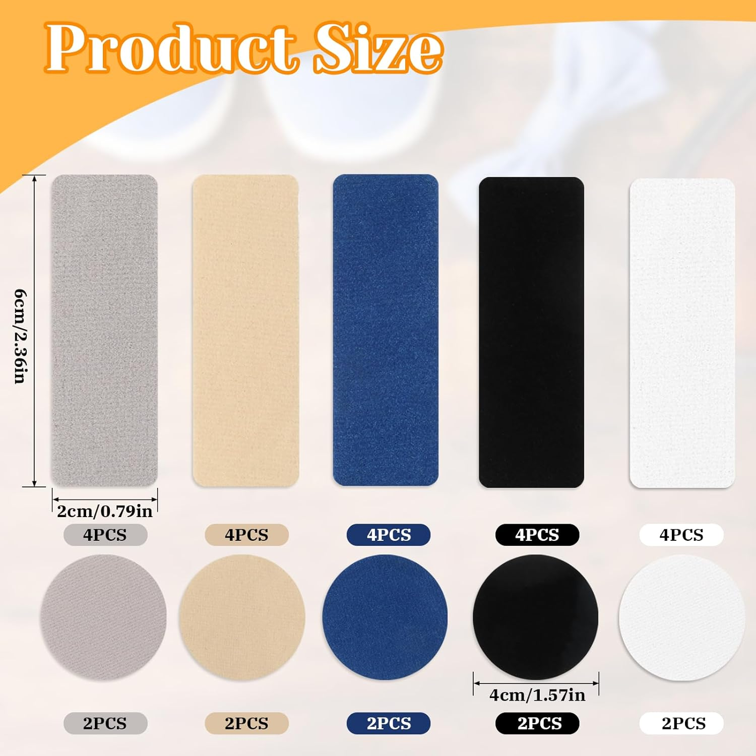 30Pcs Shoe Patches for Holes, Self-Adhesive Shoe Heel Repair Patch 5 Colors Shoe Hole Repair Patch Kit for Sneakers and Mesh Shoes (Rectangular and round Shapes) image number 3