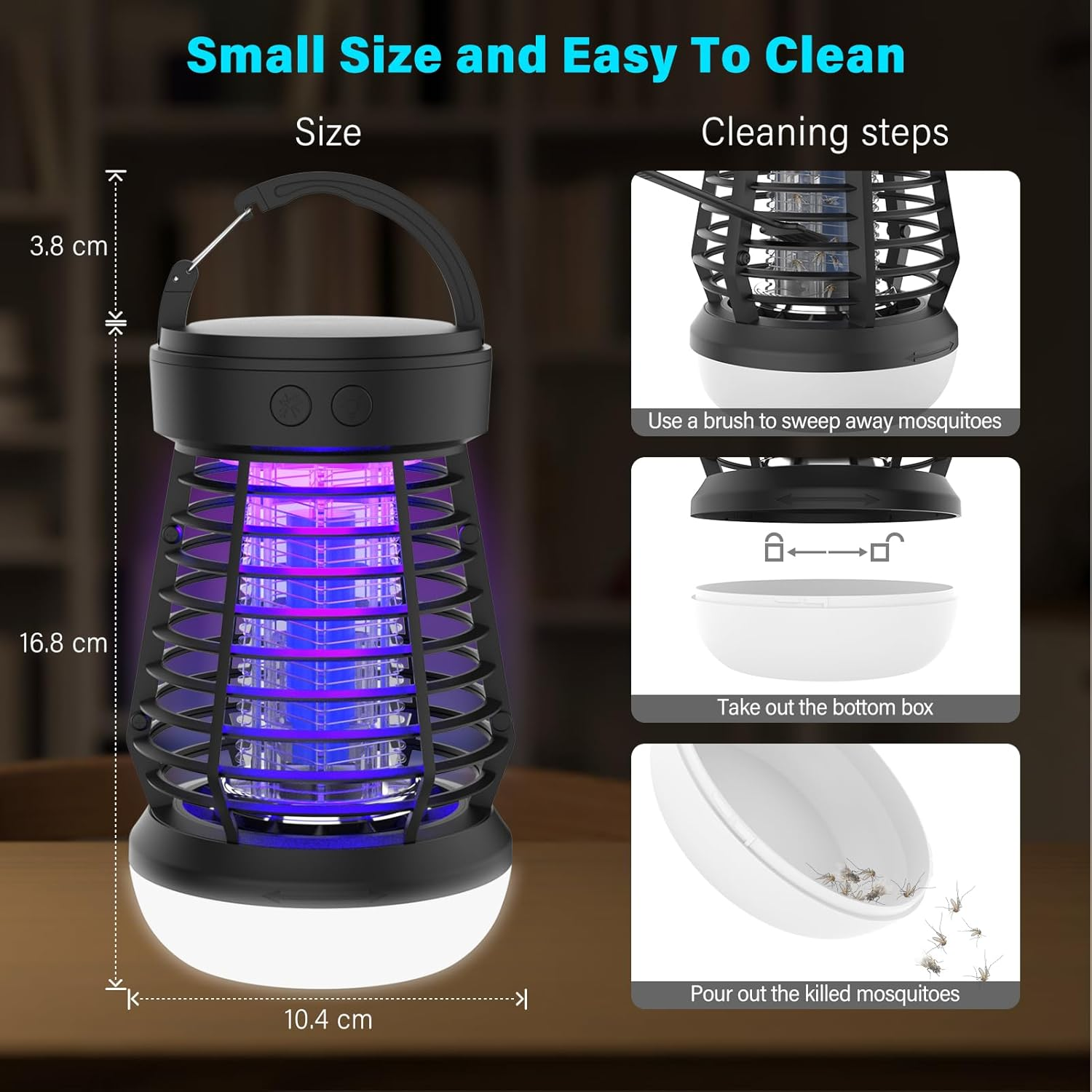 2 in 1 Rechargeable Bug Zapper & Camping Lantern, Second-Generation Dual-Band Frequency Conversion Outdoor Mosquito Killer, 2000V Portable Electric Fly Killer for Home, Garden and Camping image number 6