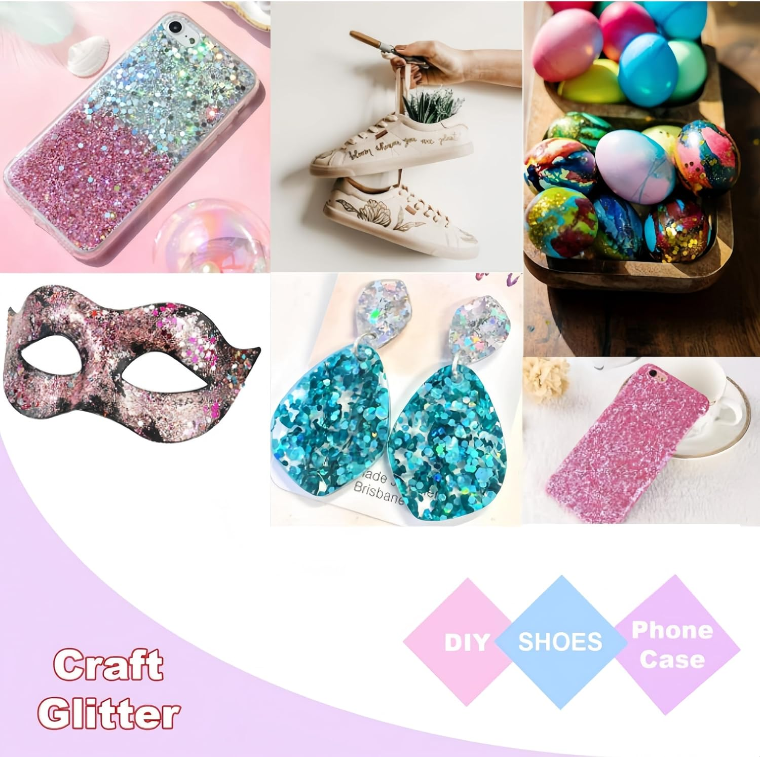 24 Jars Holographic Chunky Glitter for Crafts, Resin, Hair Face Body Makeup Nail, Crafts, Party Christmas Decorations, Different Size Hexagons Shaped image number 2