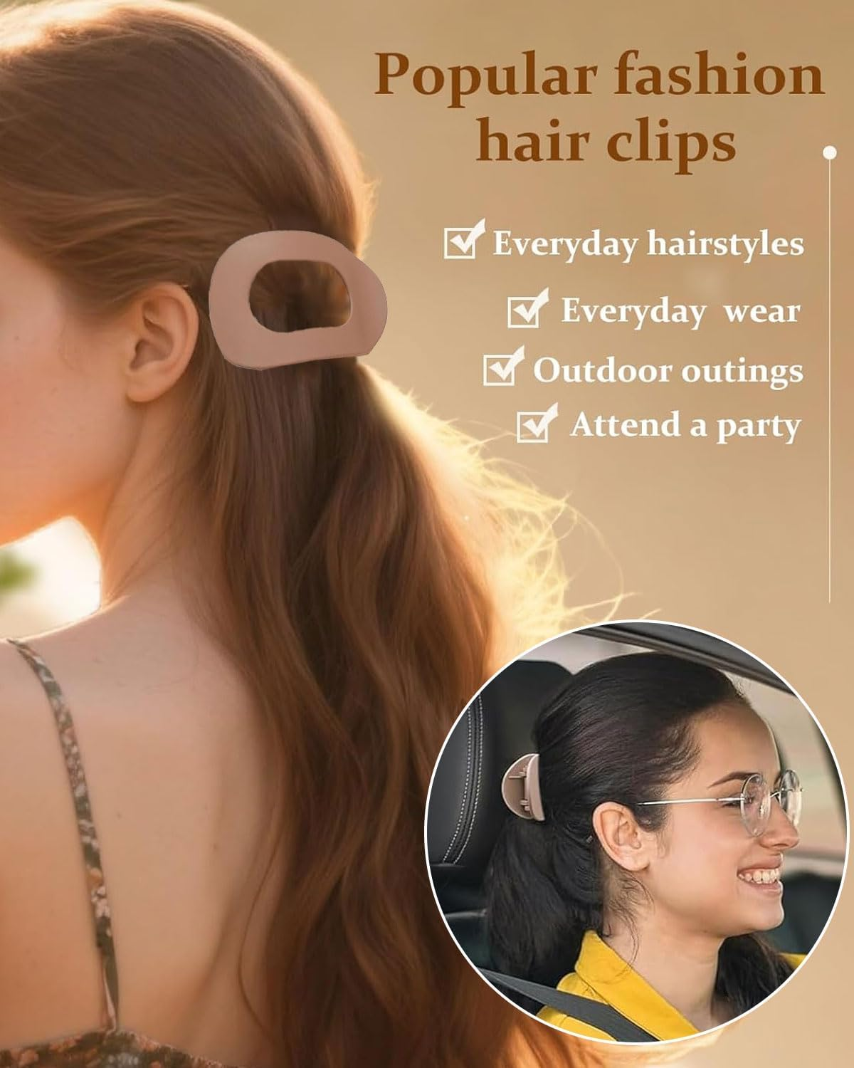 FUGLUS 4 Pieces, Duckbill Hair Clips, Beak Hair Clips, French Hair Clips, Flat Secure Hold Inner Teeth Hair Claws, Strong Hold Side Hair Clips, 4 Pieces image number 2