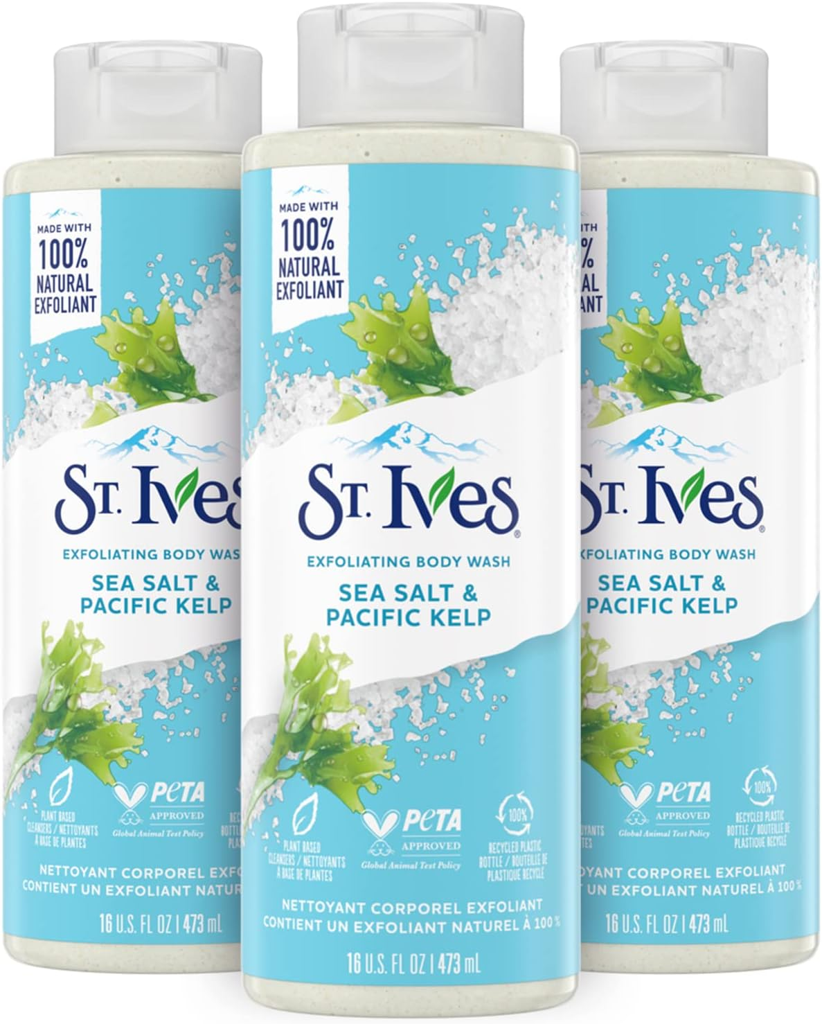 3 PACK of St. Ives, Exfoliating Body Wash, Sea Salt & Pacific Kelp, 16 Fl Oz (473 Ml) image number 5