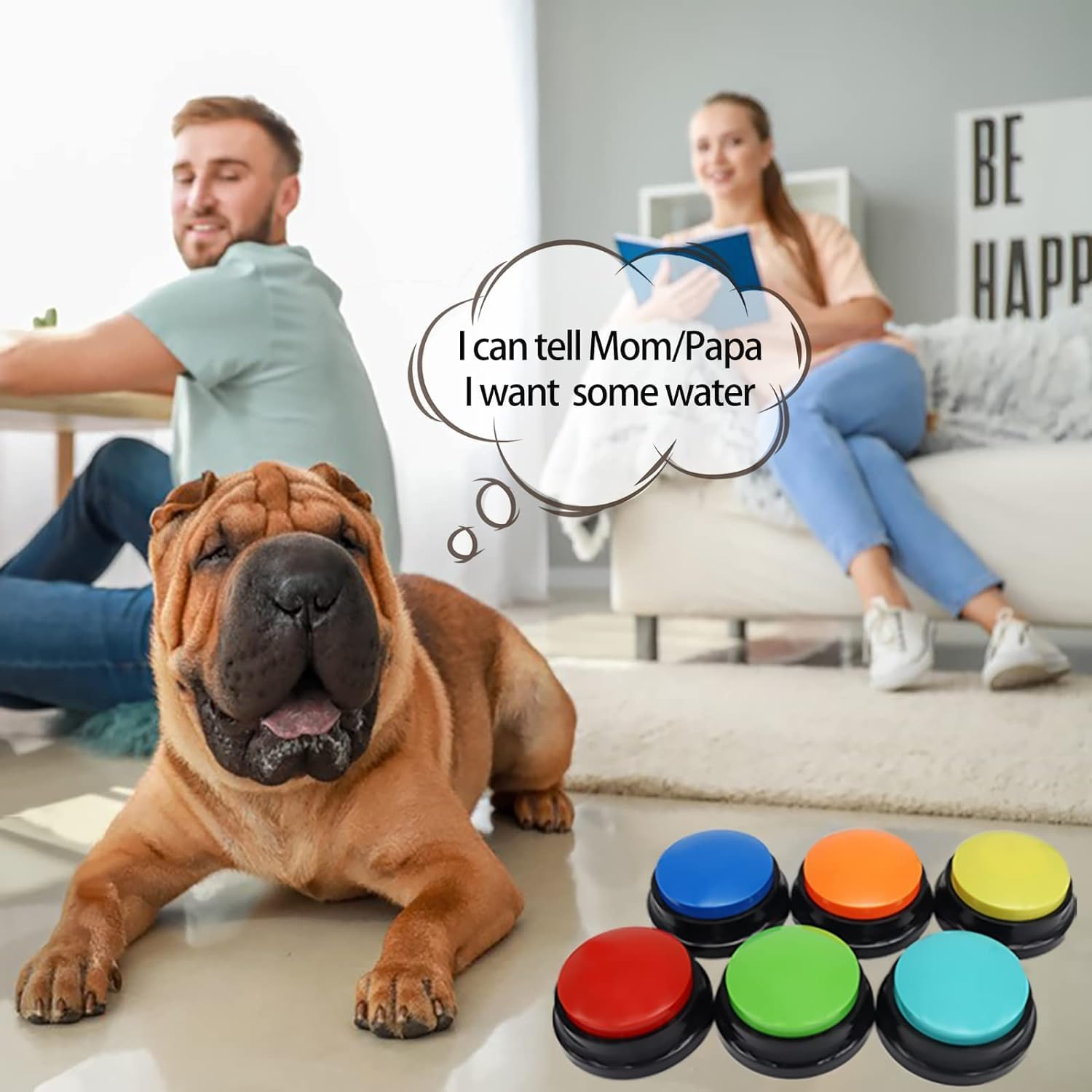 Voice Recording Button, Dog Buttons for Communication Pet Training Buzzer, 30 Second Record & Playback, Funny Study Office Home, 6 Packs image number 1