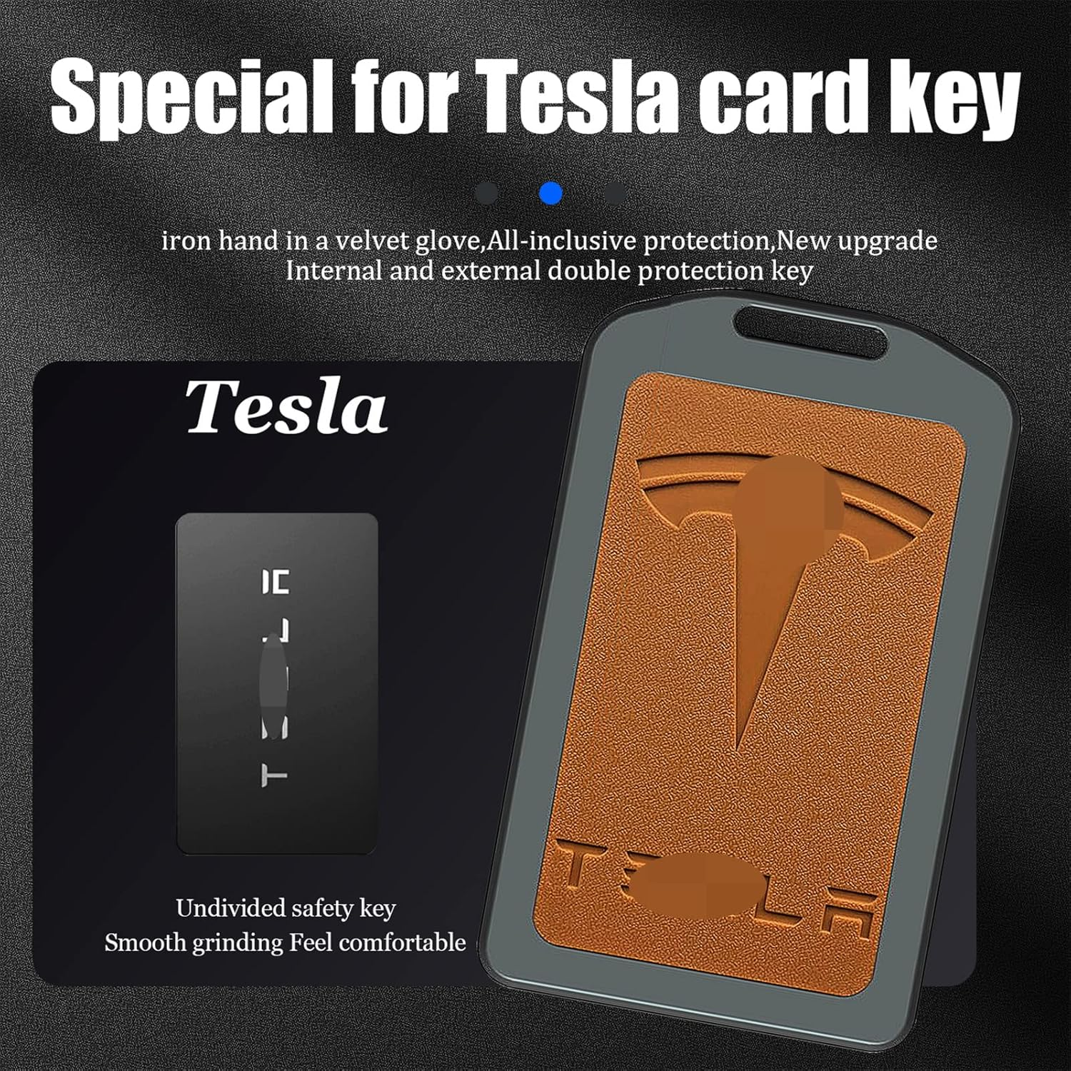 Car Key Card Holder for Tesla Model 3 TPU Key Fob Cover Protector Case Fit Tesla Model 3/Y/S/X Accessories (Orange)