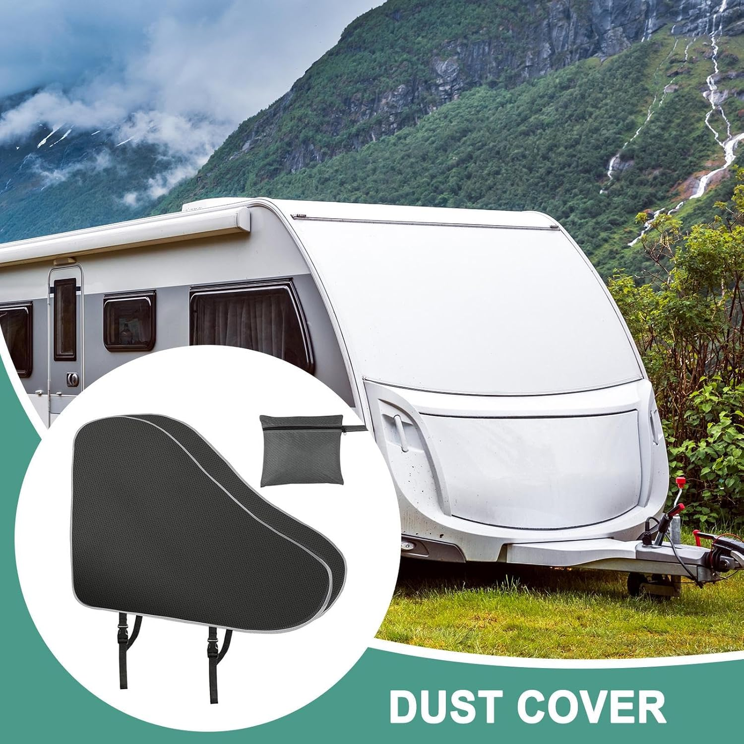 Trailer Jack Cover Waterproof - Caravan Hitch Cover | Waterproof Drawbar Cover for Caravans and Trailers | Rv Parts Guard for Outdoor Sunlight Protection and Weather Resistance image number 3