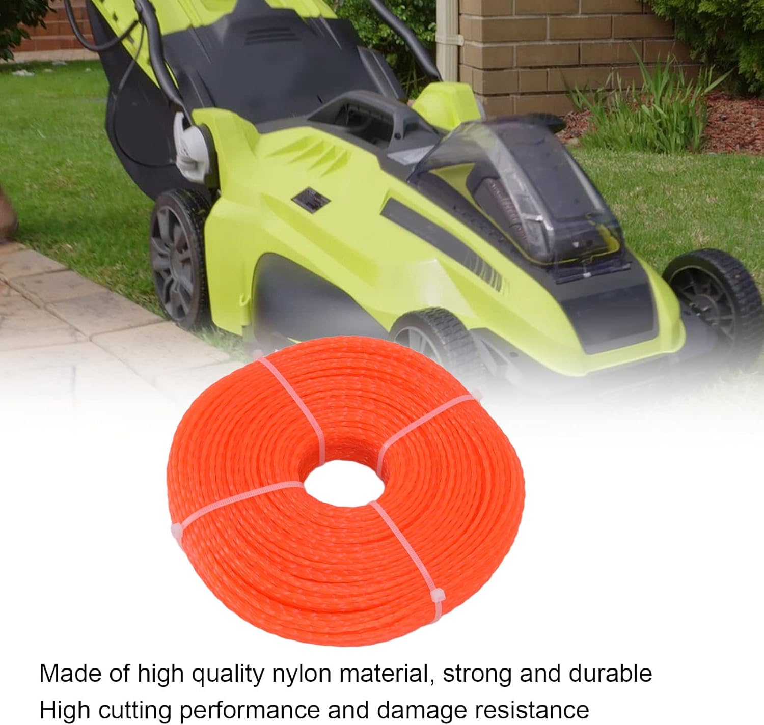 2.4Mm Orange Trimmer Line, 120M Length Nylon String Trimmer Line, Lawn Mower Accessories, For, for Ryobi, for Stihl and Other Domestic Garden Mower image number 3