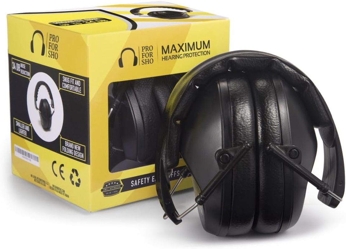 Pro for Sho 34Db NRR Hearing Protection Ear Muffs - Highest NRR in Compact Design, Noise Cancelling Headphones for Adults and Kids, Sensory Autism Ear Protection for Shooting, Gun Range, Mowing, Work