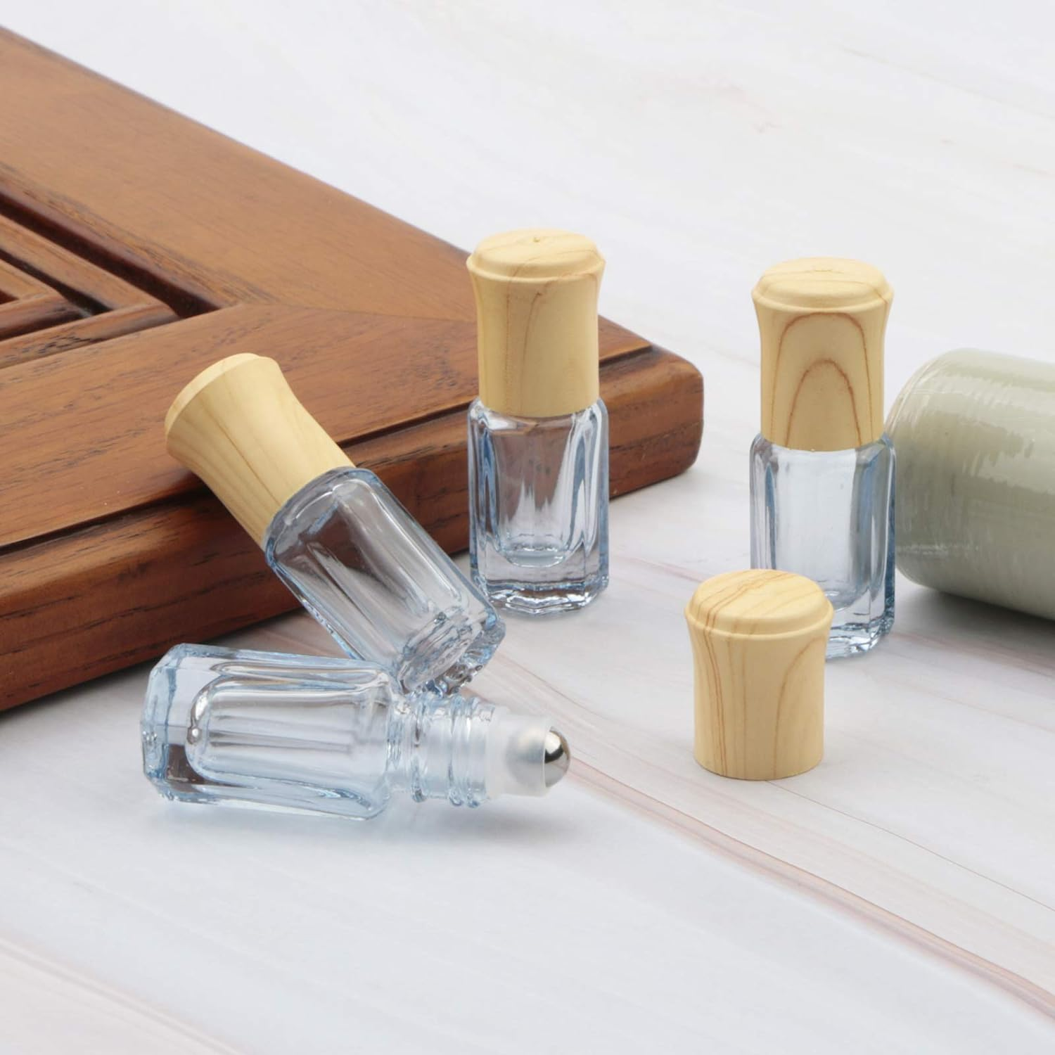 10Pcs Essential Oil Roller Bottles 3Ml Dark Blue Glass Roll on Bottles Vials Perfume Cosmetics Rolling Bottles Jars Oil Tube Vials Containers with Funnel & Opener image number 2