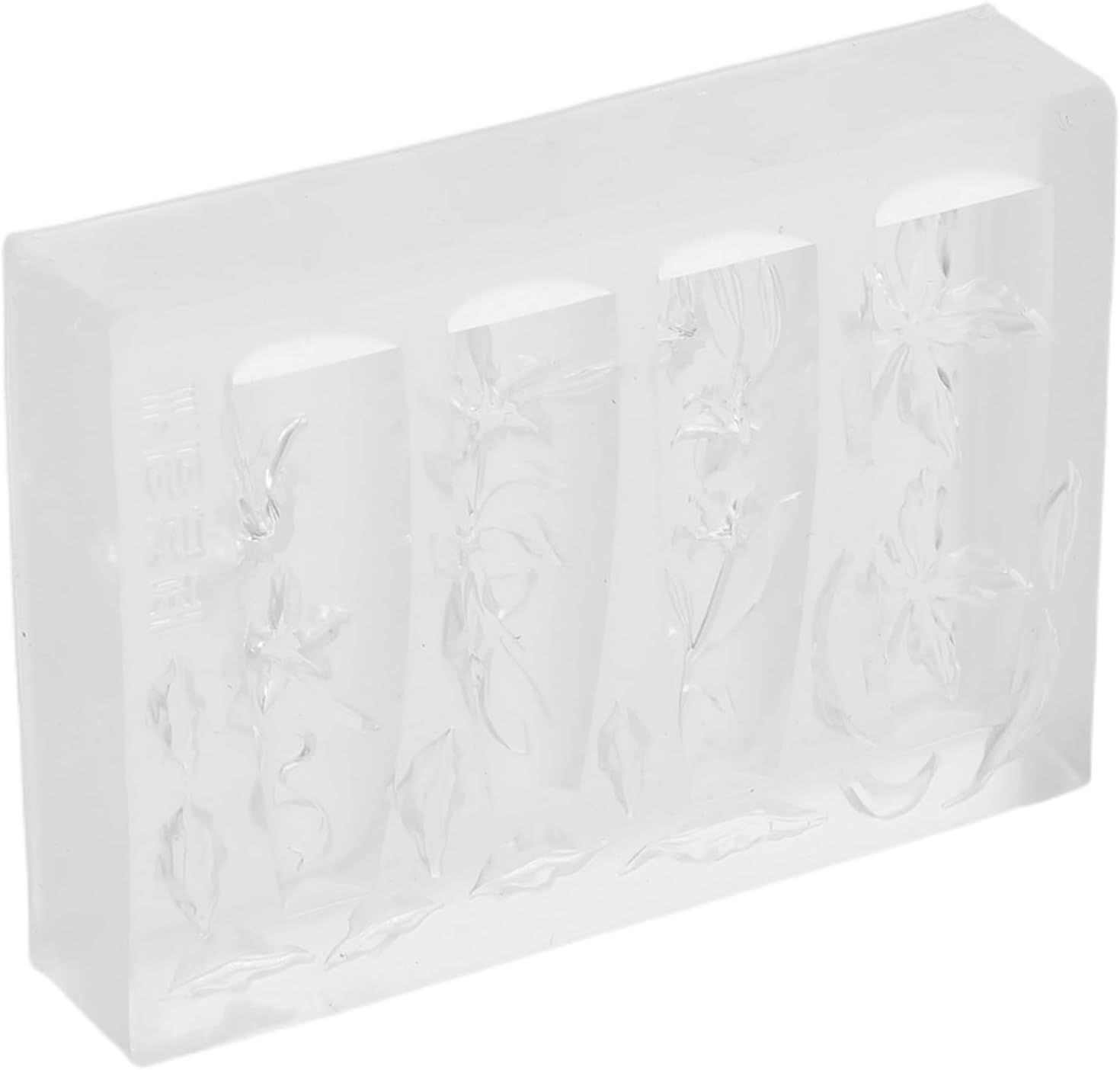 WRITWAA Silicone Nail Mold: 3D Lily Flower Nail Mold Silicone Carved Template for Manicure Art Chinese Style Floral Embossed Mould for Salon and Home