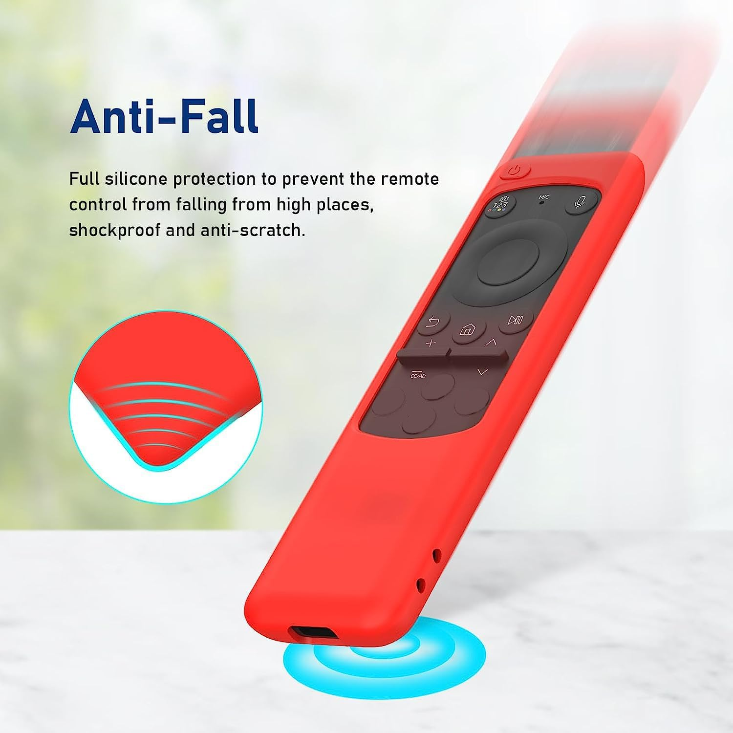 USTIYA Remote Case for Samsung TV 2023 BN59-01432A / 01432J / 01432B / 01432D / 01432 TM2360E / TM2360F / TM2361E / BN59-01455E / 01455A Solar Cell Control Protective Cover Silicone (Red) image number 2