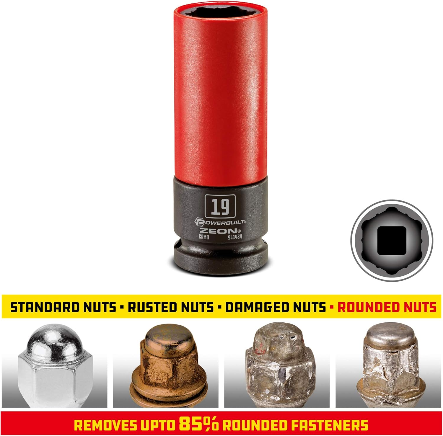 Powerbuilt 19Mm Zeon Lug Nut Socket Set for Damaged Lug Nuts - 941434M image number 4