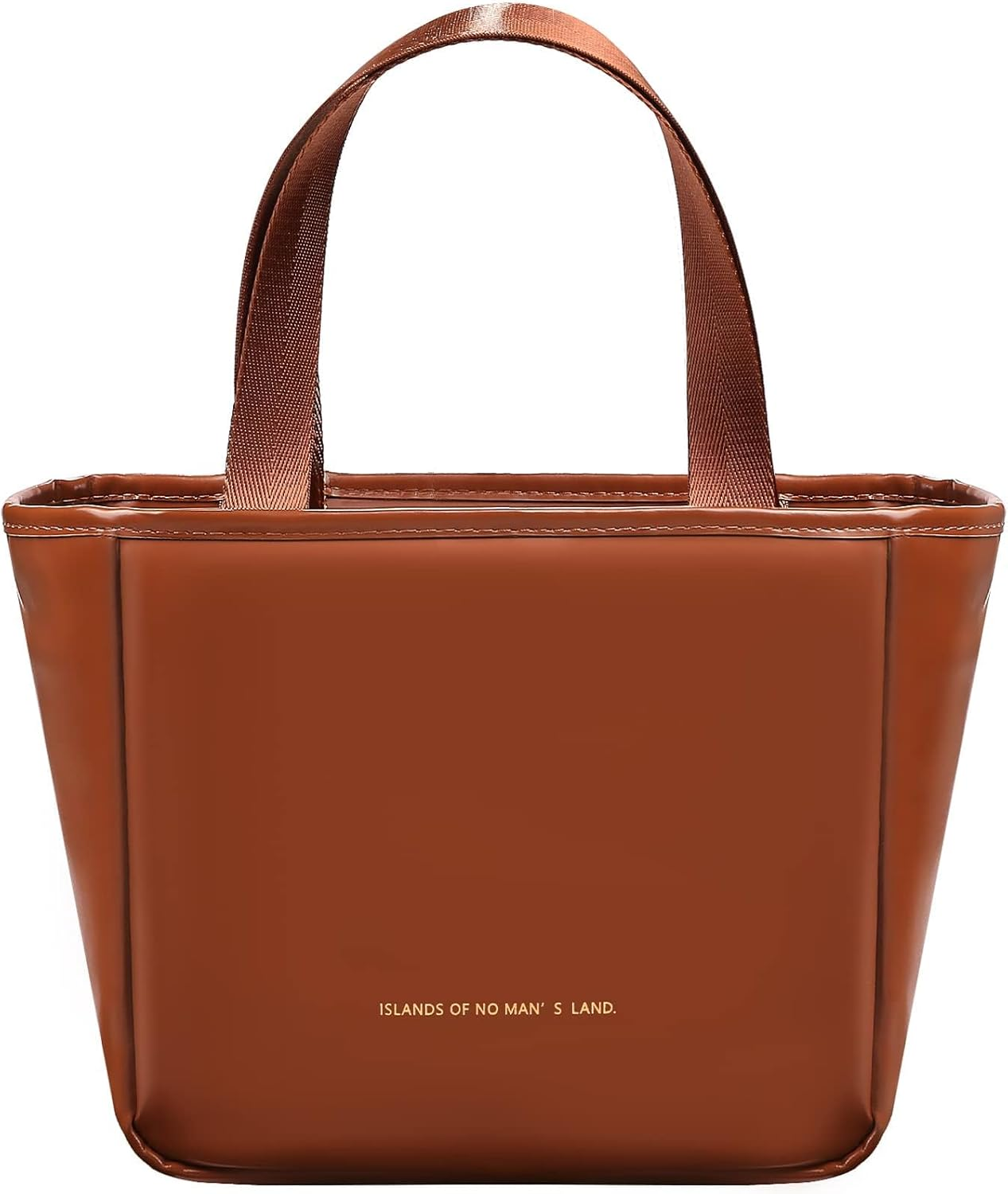 Lunch Bag for Women, 9.5L Insulated Lunch Bag,Pu Leather Lunch Bag, Waterproof and Leakproof,With Compartments,Widened Handles, Large Capacity and Foldable, Suitable for Office, School,Outdoor (Brown)