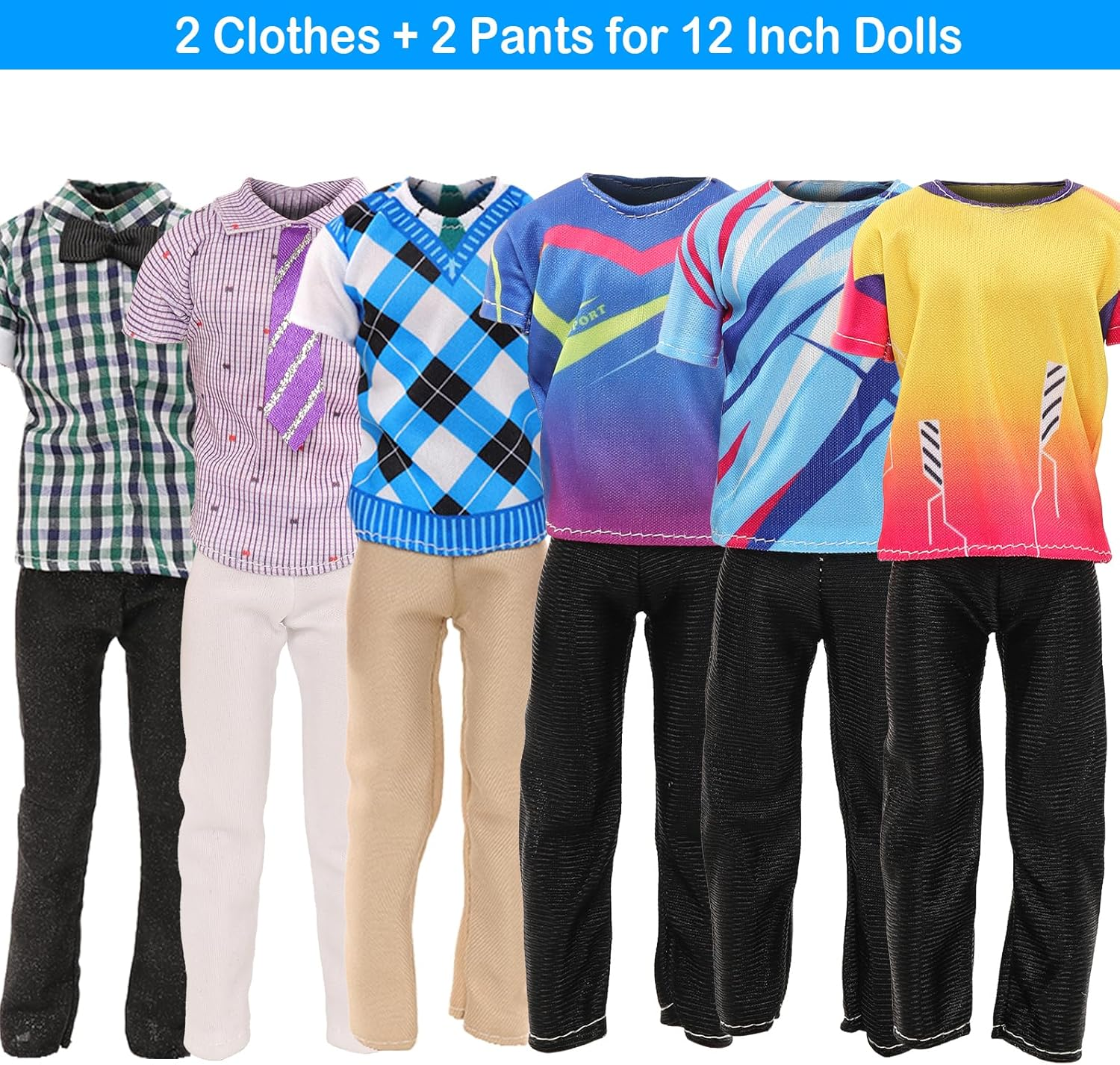 Barwa 6 Clothes Suits + 1 PCS Pants + 5 PCS Shoes + 5 Accessories for 12 Inch 32 Cm Doll image number 3