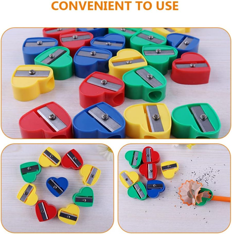 Operitacx 40Pcs Heart Shape Pencil Sharpeners for Boy Girl Cute Manual School Supplies Colors Lightweight and Portable for Classroom and Home Use image number 6