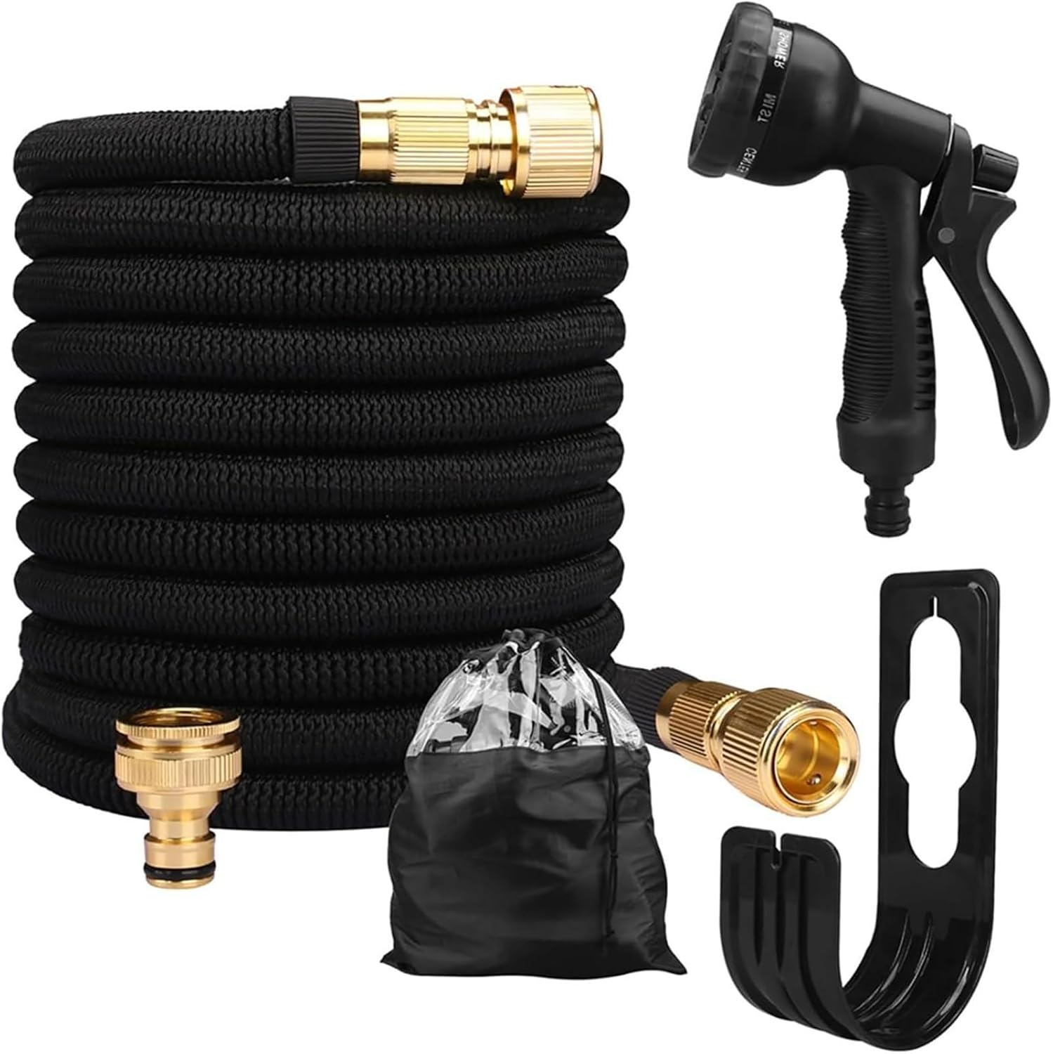 75Ft Garden Hose 22.5M Water Hose, with 8 Function Spray Nozzle, 1/2 Inch & 3/4 Inch Convertible Connectors, 22.5M Stretch Garden Hose Ideal for Car Wash & Garden image number 4