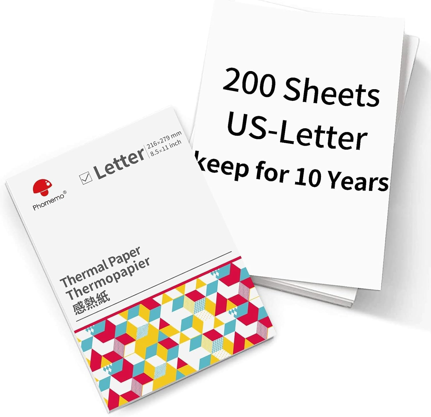 Phomemo Letter Thermal Paper, Letter Size Paper,Inkless Portable Printer for Travel Paper for M08F-Letter,M08F M832,M833 M834 M835 Portable Thermal Printer, Size 8.5"&times;11&rdquo;, 200 Sheets image number 2