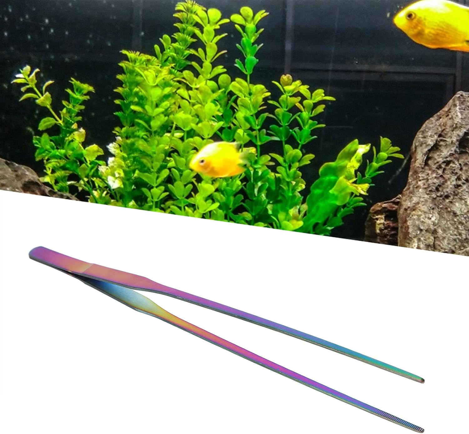 27Cm Aquarium Straight Curved Tweezers Colorful Stainless Steel Aquarium Aquascaping Tweezers Aquatic Plants Clamp/Holder (#1) image number 1