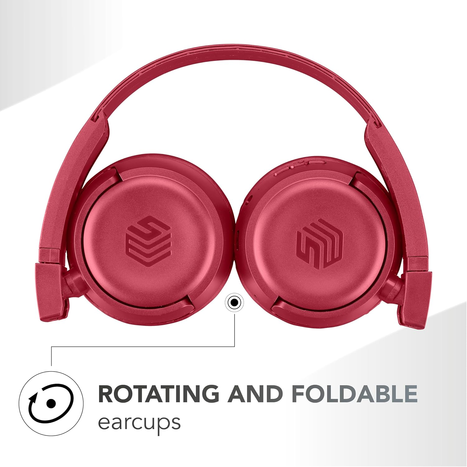 Music Sound - VIBED - Bluetooth Headset with Rotating and Folding Ear Pads - Padded Headband for Maximum Playtime 35 Hours - Red image number 4
