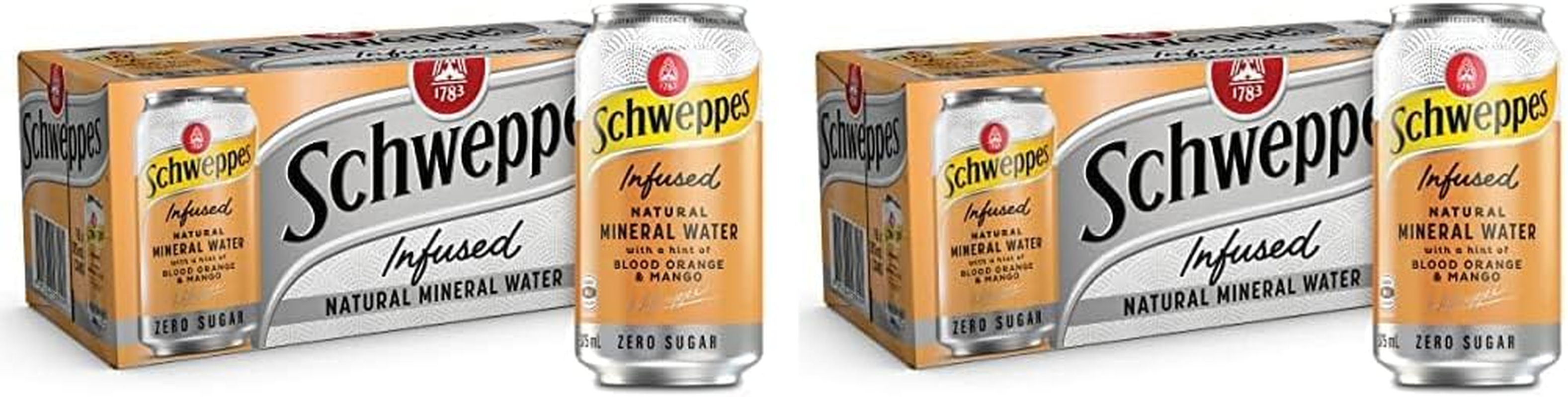 Schweppes Infused Sparkling Water Cans Blood Orange Mango - 10 X 375Ml image number 1