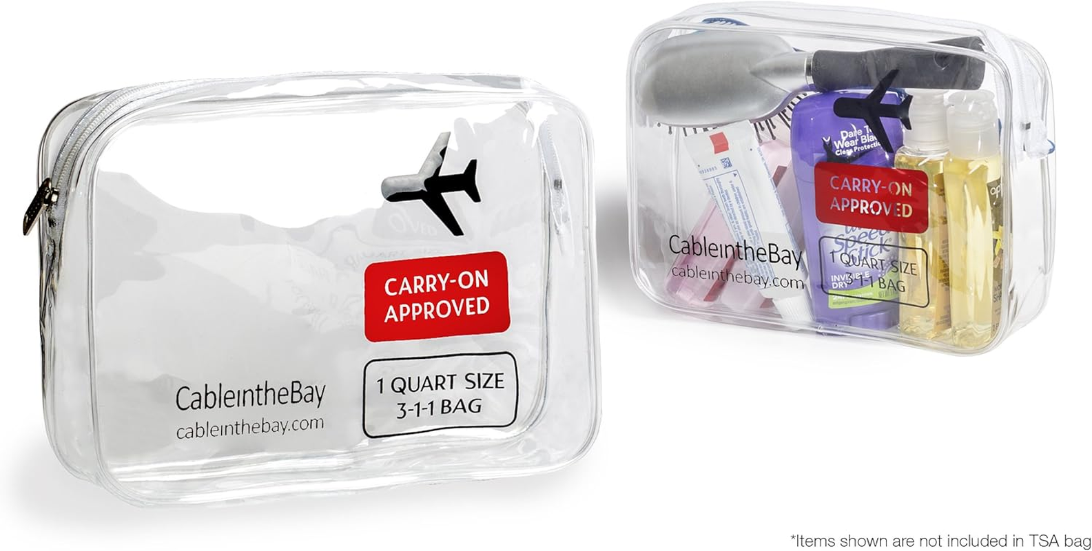 Cableinthebay TSA Approved Toiletry Bags, Clear, 2 PACK image number 3