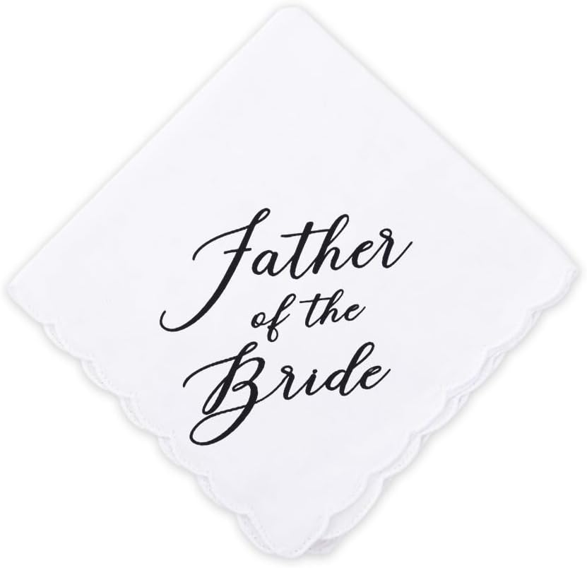 Mother Father of the Bride Embroidered Handkerchiefs Wedding Day Accessories for Mom Dad from Brides White Cotton Hankies