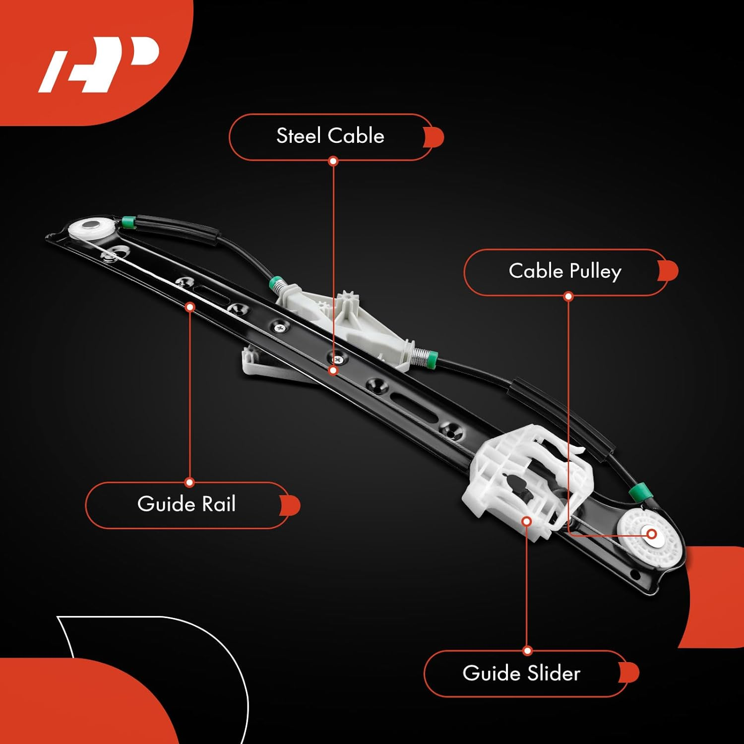A-Premium Power Window Regulator without Motor for BMW X3 E83 2004-2010 Rear Left Driver Side image number 5