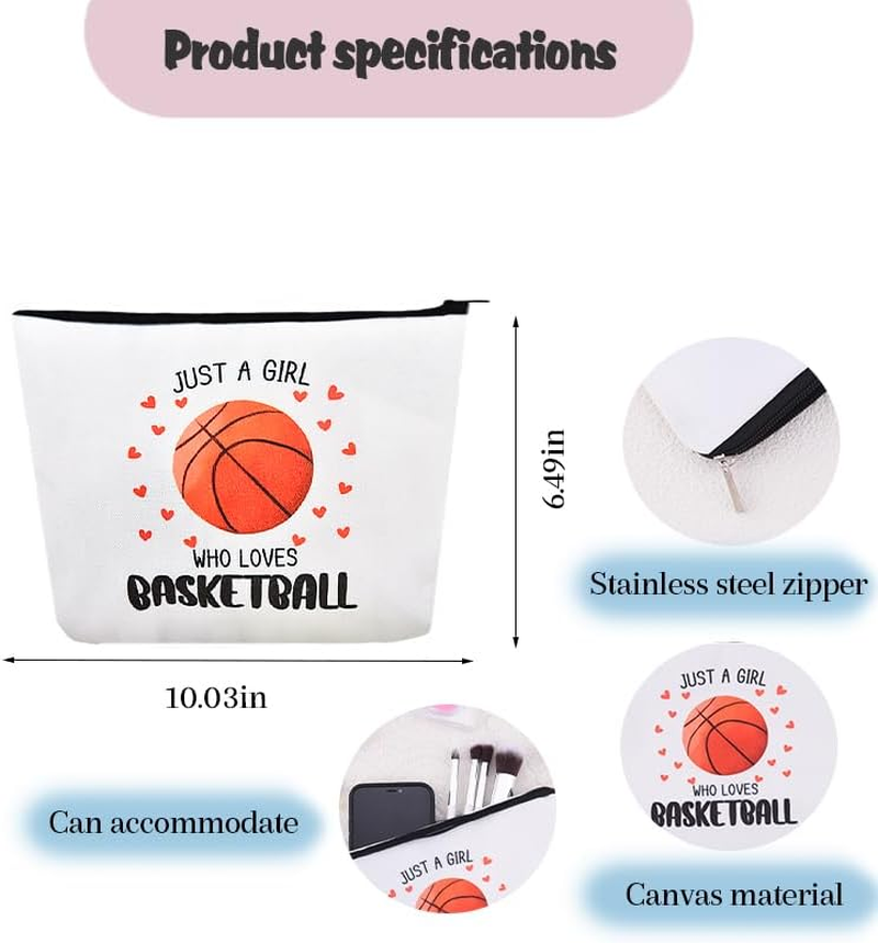 Basketball Makeup Bag Gifts Girls Basketball Lovers Christmas Birthday Gifts for Daughter Cosmetic Toiletry Bag Just a Girl Who Loves Travel Accessories Bags for Bestie Sister