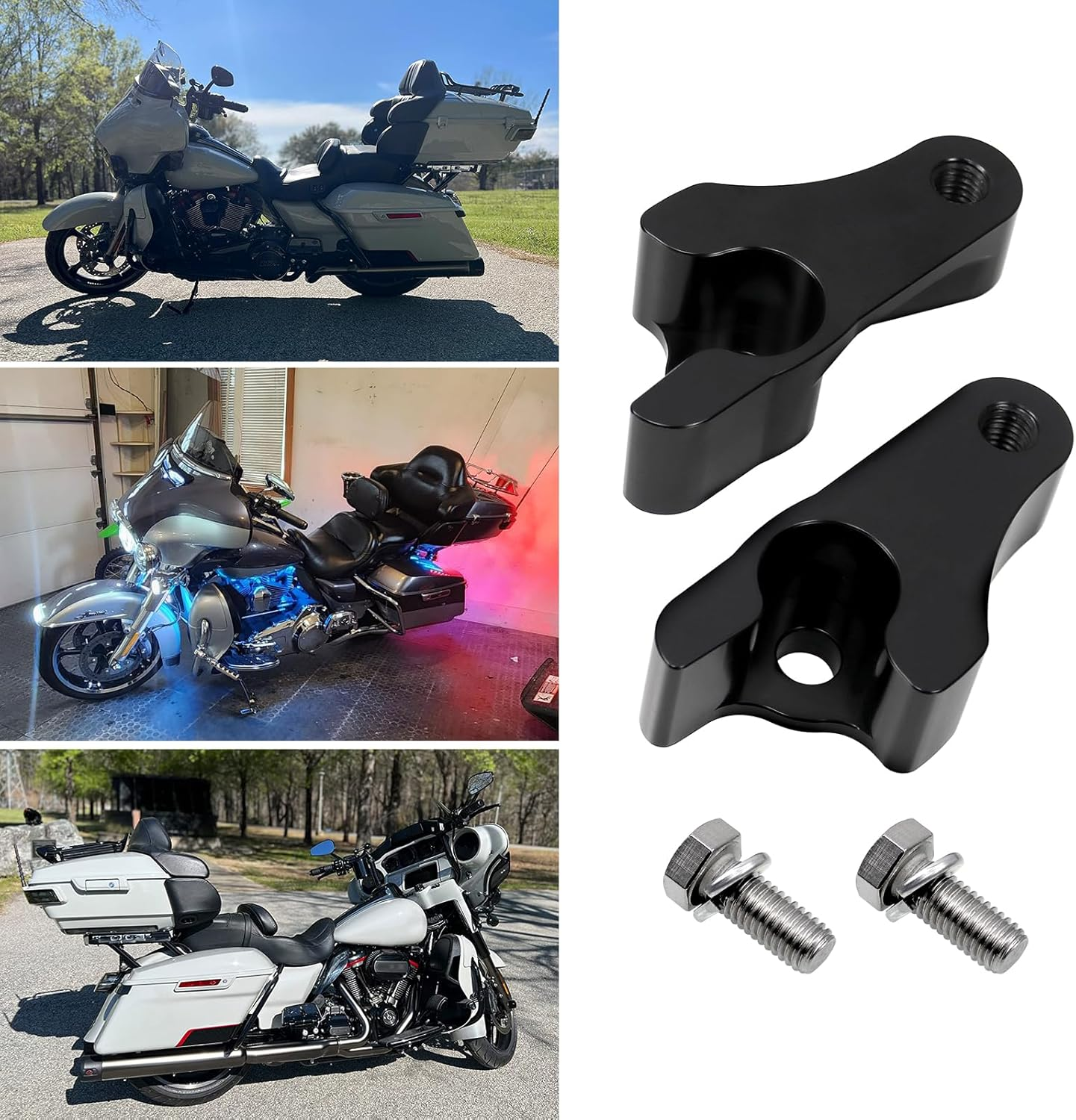 RYANSTAR RACING 2 Inch Lowering Blocks Kit Rear Slam Lowering Blocks Compatible with Harley Davidson Touring Street Glide 2002-2023 Compatible with Harley Davidson Touring Models