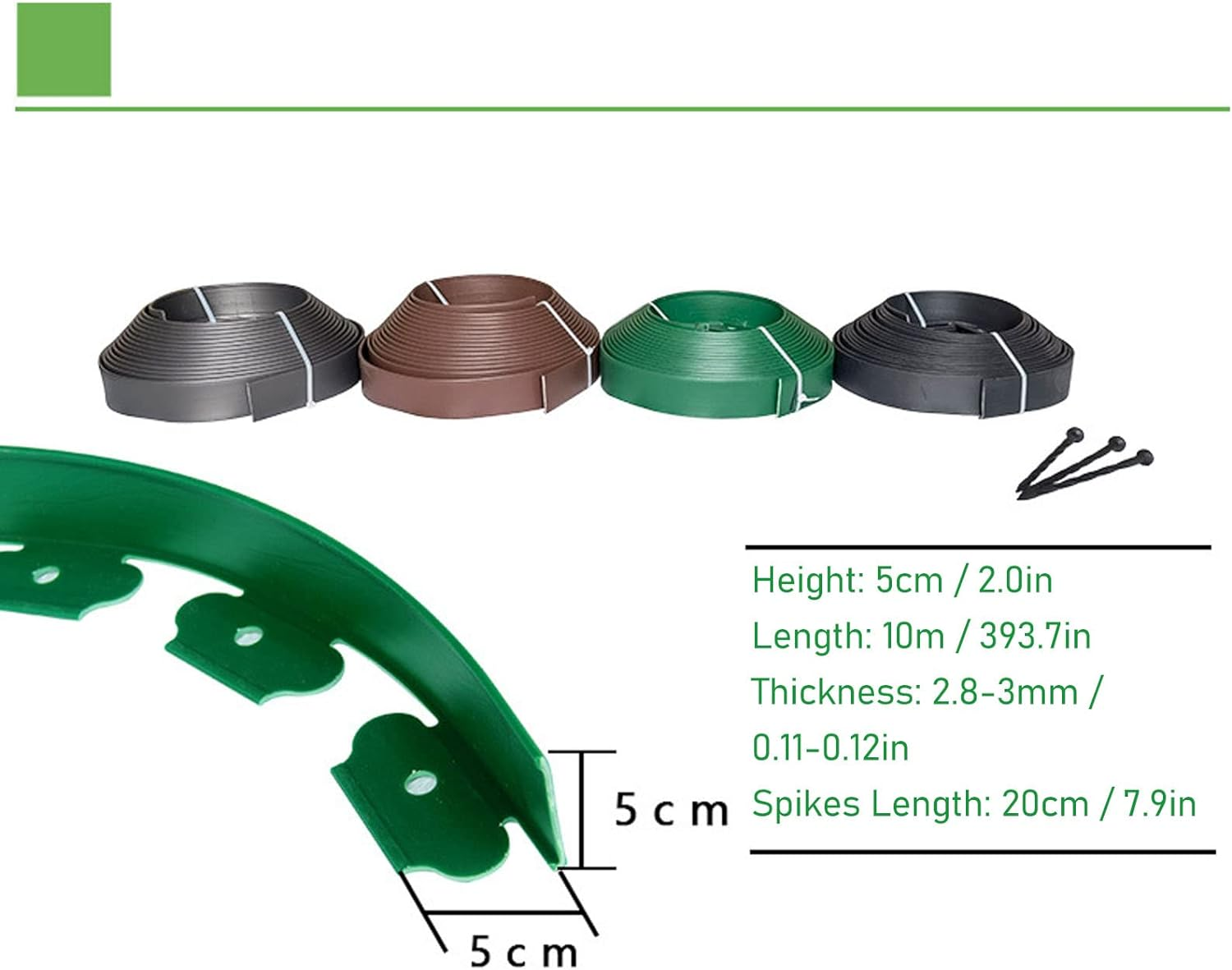 Tall Wall Landscape Edging, Lawn Edging Kit for Landscaping Flower Gardens, with 15 Spikes, Suitable for All Soil Types, Villa, Lawn, Vegetable Garden (Black) - Coffee image number 3