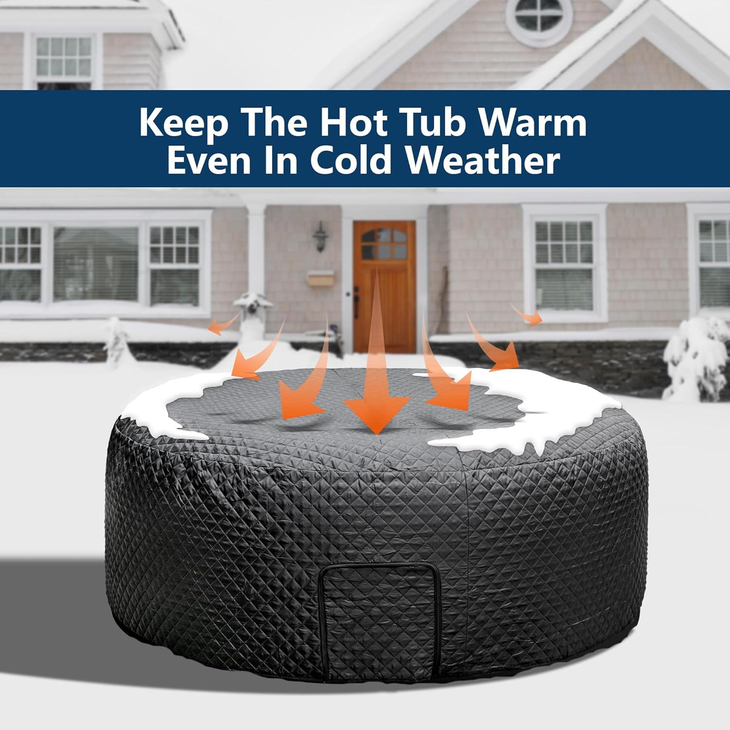 Tlswshsy 71'' X 27'' Insulated Inflatable Hot Tub Thermal Cover, Energy Efficient Hot Tub Cover with Zipper Door, Inflatable Hot Tubs Full Coverage for Keeping Warm Extra Insulation and Dustproof - 6.8 Ft image number 4