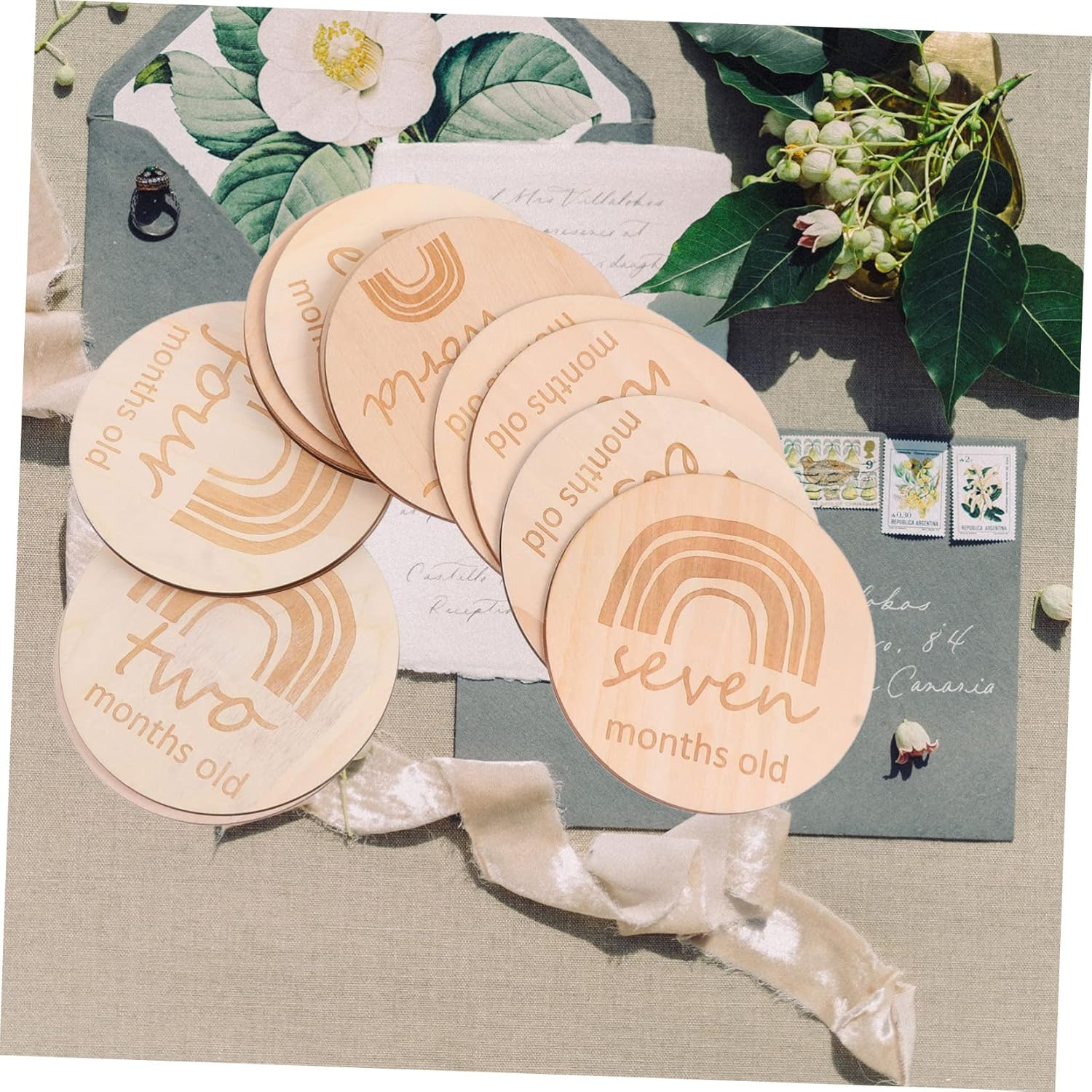 Creative Baby Milestone Cards for Infants, Double-Sided Birth Month Commemorate Cards Rainbow Design, 13Pcs Set for Newborn Photography and Shower Keepsake image number 4