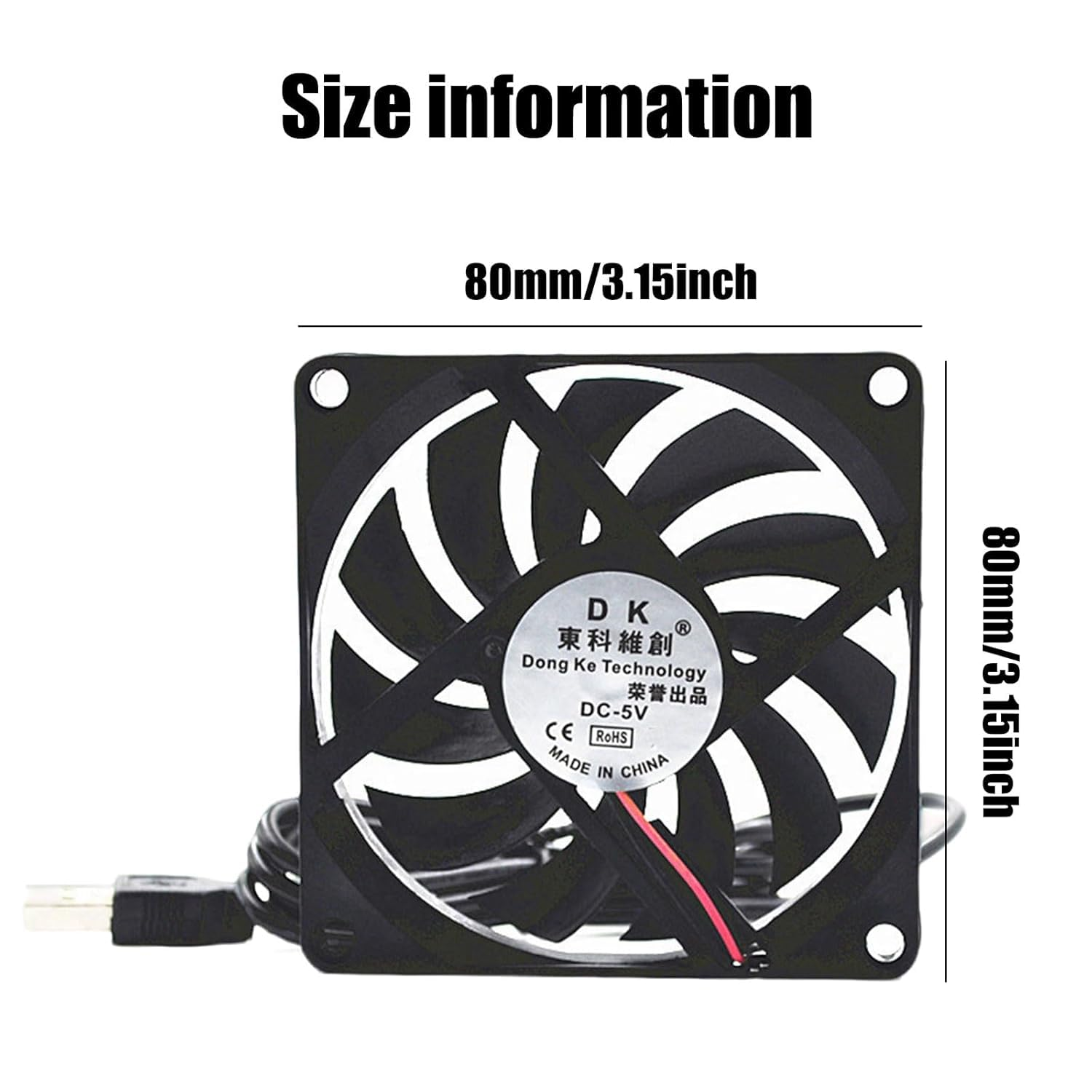 Computer Case Fan, Brushless DC Cooling Fan 5V 0.25A 80Mm USB &mdash; for PC Case Cooling System, Quiet Operation/Easy USB Connection image number 1