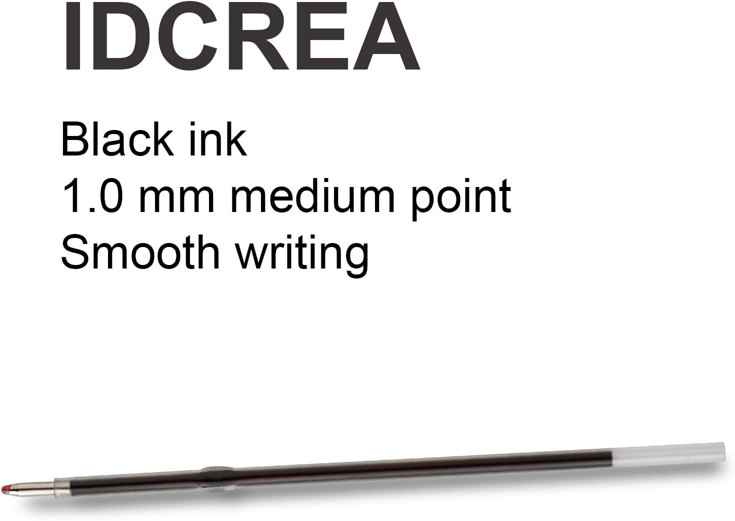 Idcrea Ballpoint Pen Refills, Retractable, Length107 Mm, Black Ink, 1.0 Mm Medium Point, 100 Pack image number 4