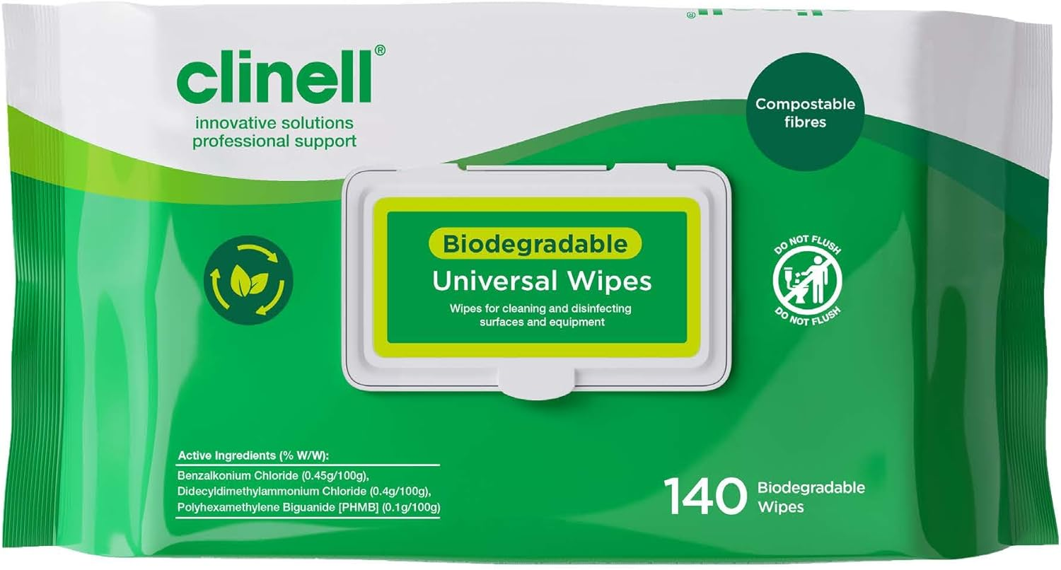 Clinell Biodegradable Universal Wipes - Pack of 140