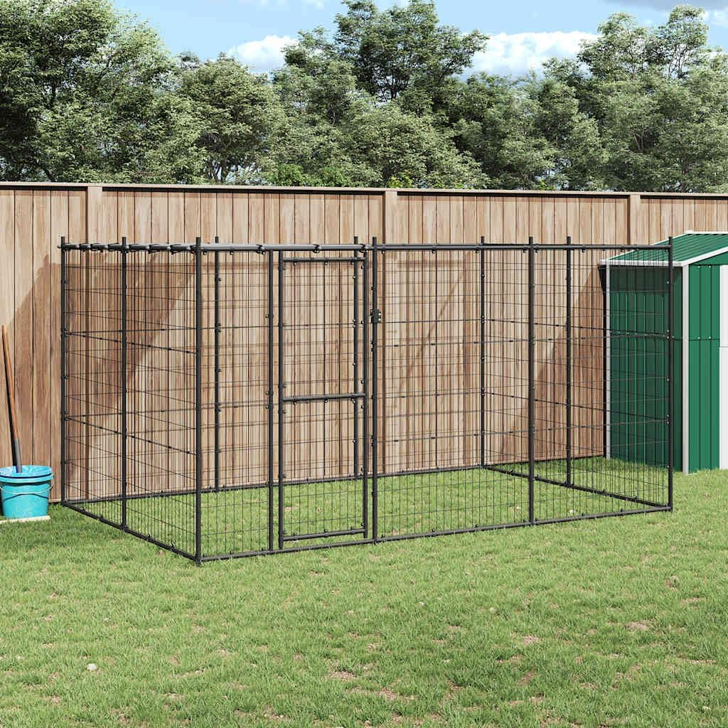 Outdoor Dog Kennel Steel with Roof Large Pet Enclosure 7.26 M&sup2; Backyard Shelter image number 6