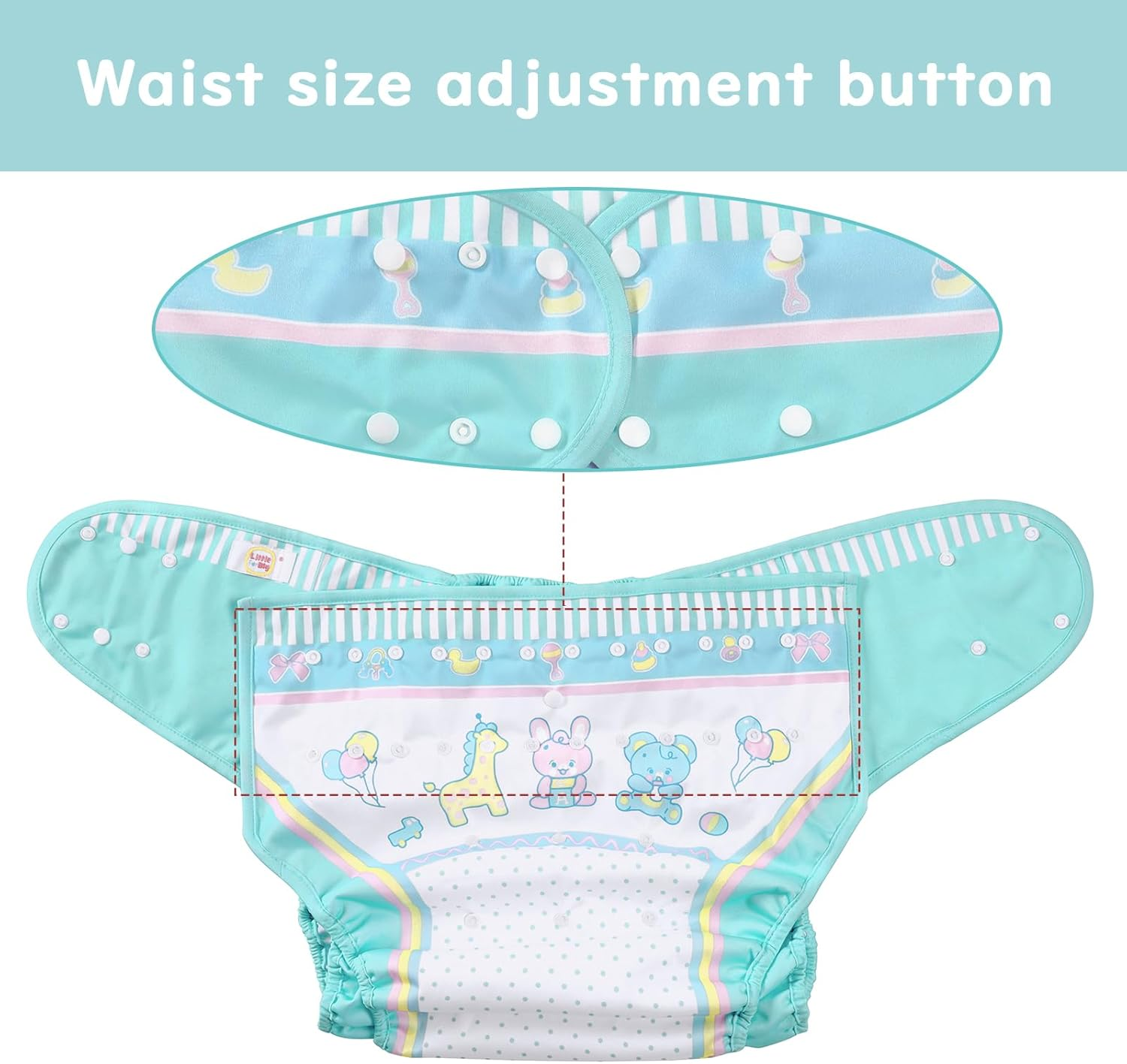 Littleforbig Washable Adjustable Reusable Waterproof Cloth Adult Diaper Wrap Cover- Baby Parade M