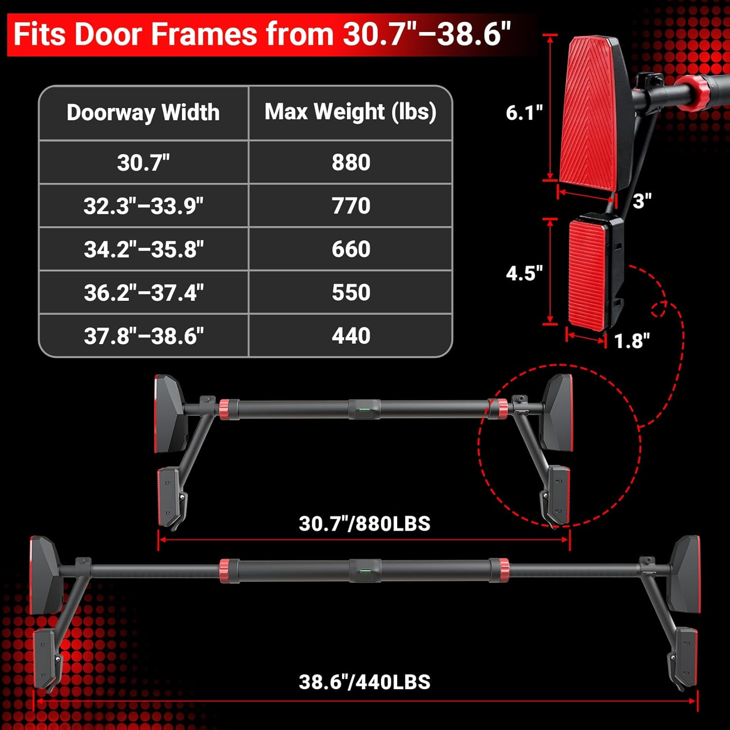 Happy Jump Pull up Bar for Doorway with Gymnastic Rings & Resistance Band image number 1