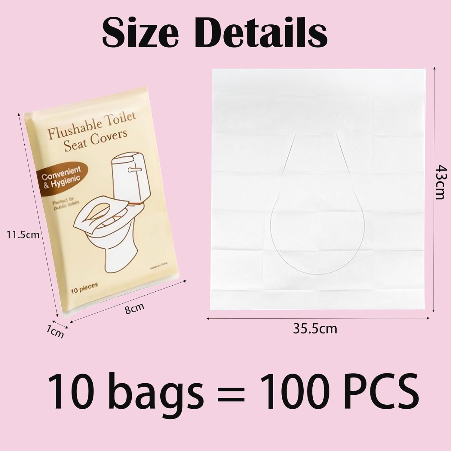 Tehttz 100Pcs Disposable Toilet Seat Covers, Disposable Paper Toilet Seat Cover Toilet Seat Liner Toilet Seat Mat for Public Restrooms, Airplane, Road Trips, Camping image number 3