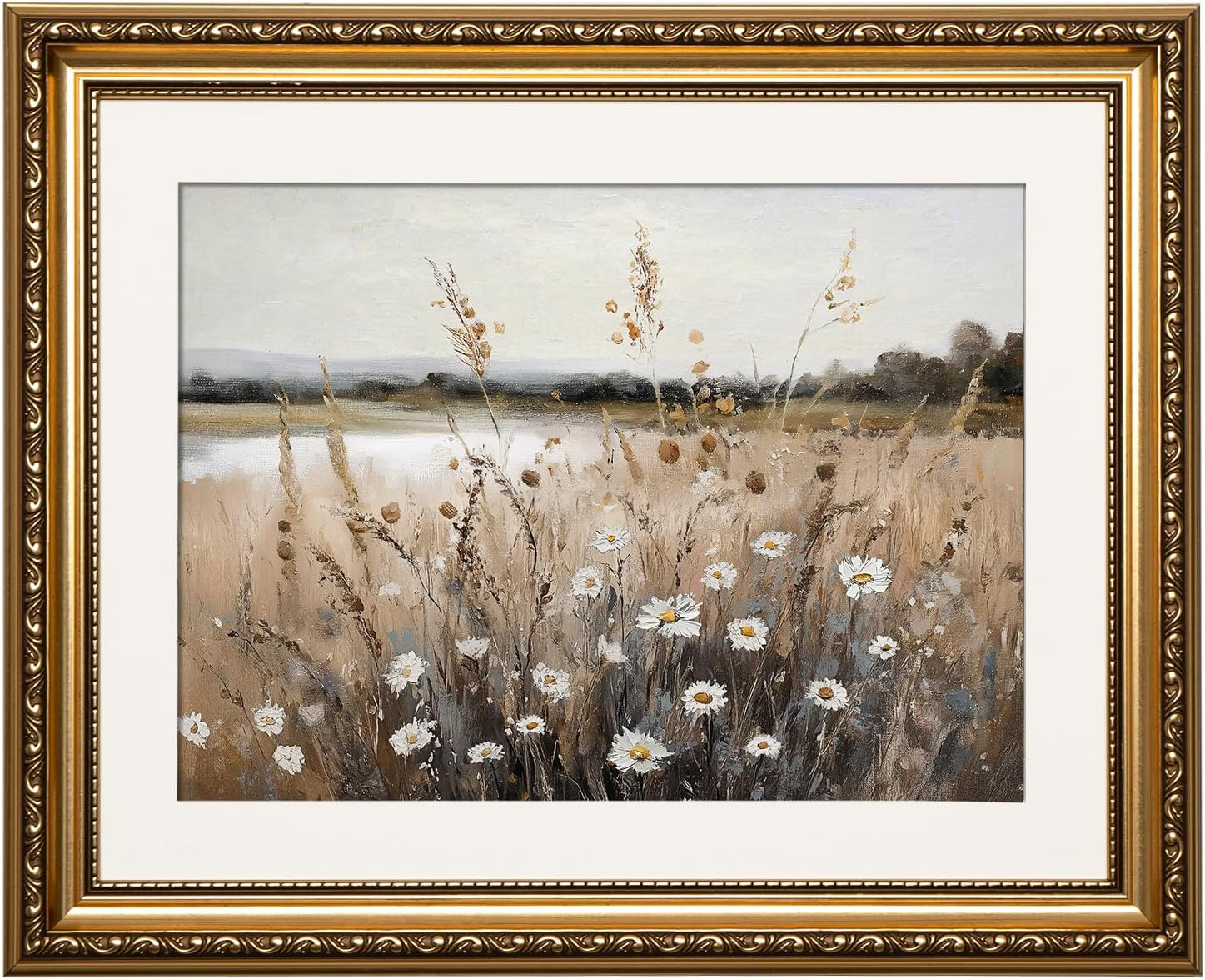 ARPEOTCY Vintage Gold Framed Wall Art Decor, 11X14 Inch Vase Still Life Painting Artwork, Classical Canvas Wall Art for Living Room Bedroom, Antique Farmhouse Kitchen Decor