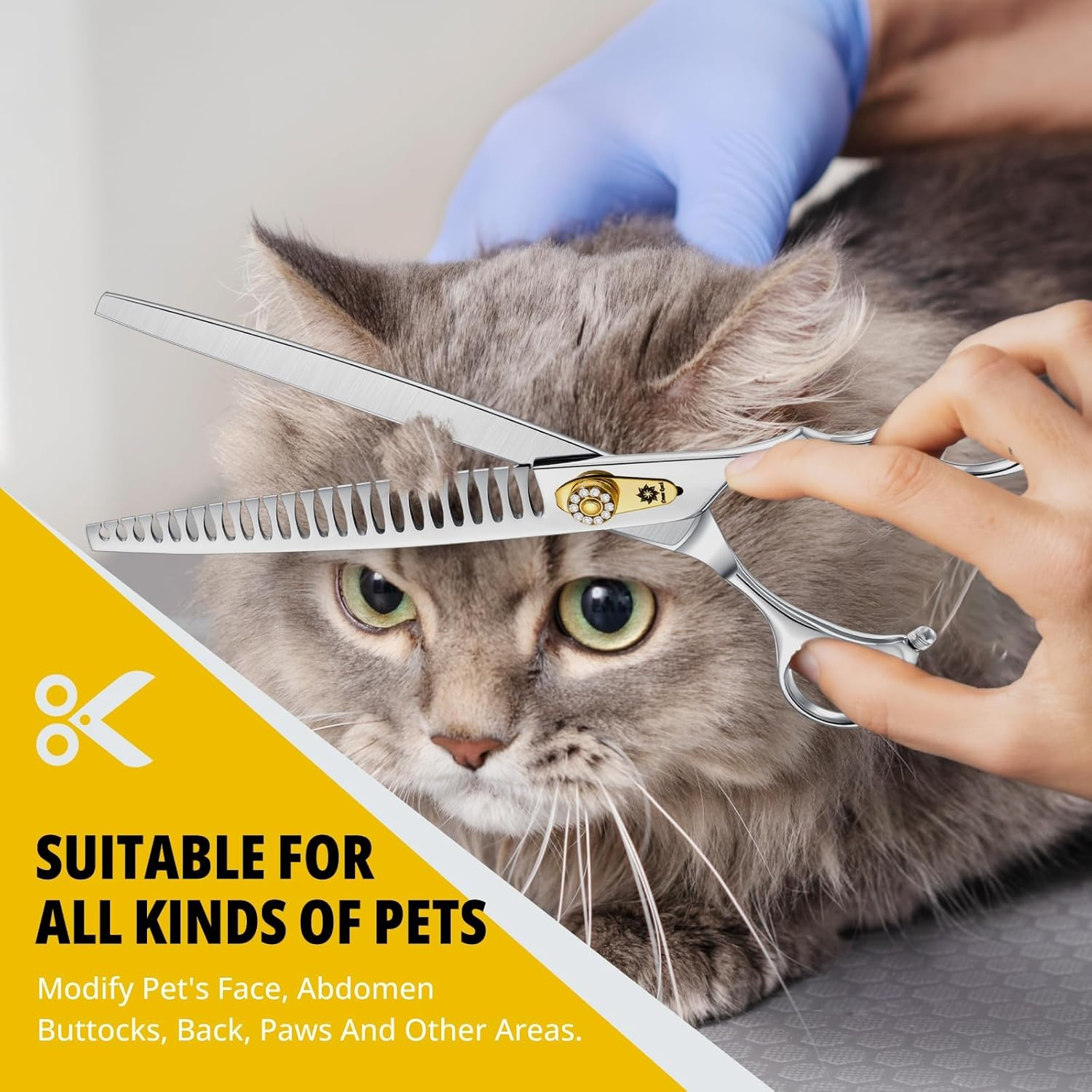 Dream Reach Thinning Scissors 8 Inch Dog Scissors with Ergonomic Handle, 440C Stainless Steel Fur Scissors, 75% Thinning Rate, Professional Dog Hair Scissors with Adjustable Screw 25 Teeth image number 3