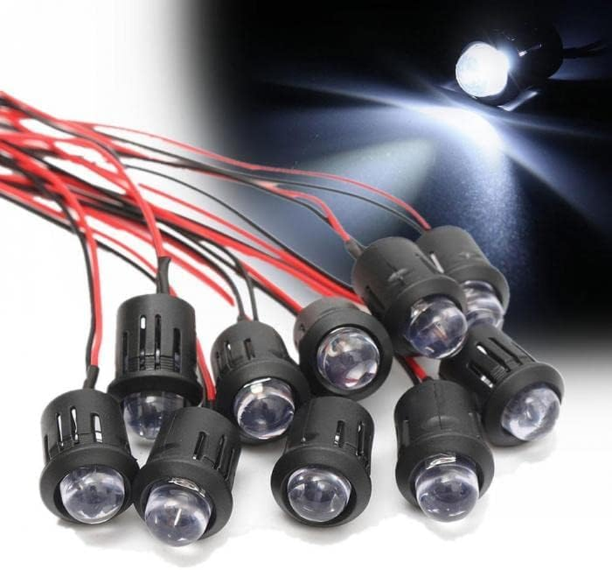 ATNSINC 10Pcs DC 12V LED Diodes 10Mm LED Light Lamp Bulb Prewired Emitting Diodes with Holder for DIY Home Decoration (White) - Red image number 2