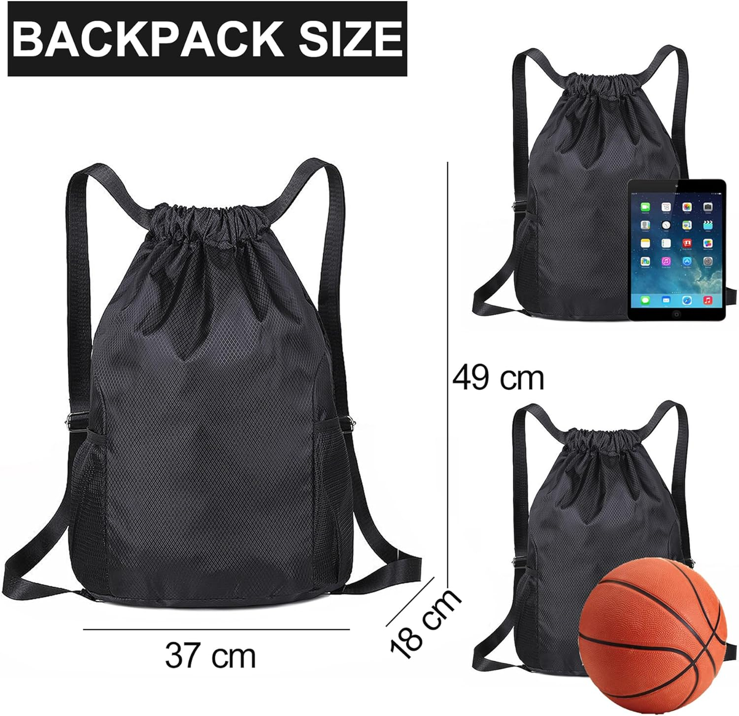 KANGSIT Drawstring Bag, Swim PE Bags Drawstring Gym Bag for Kids Adults, Waterproof Swimming Sports Bag for School Sports Swimming Gym Travel Unisex Gym Bag - Blue image number 2
