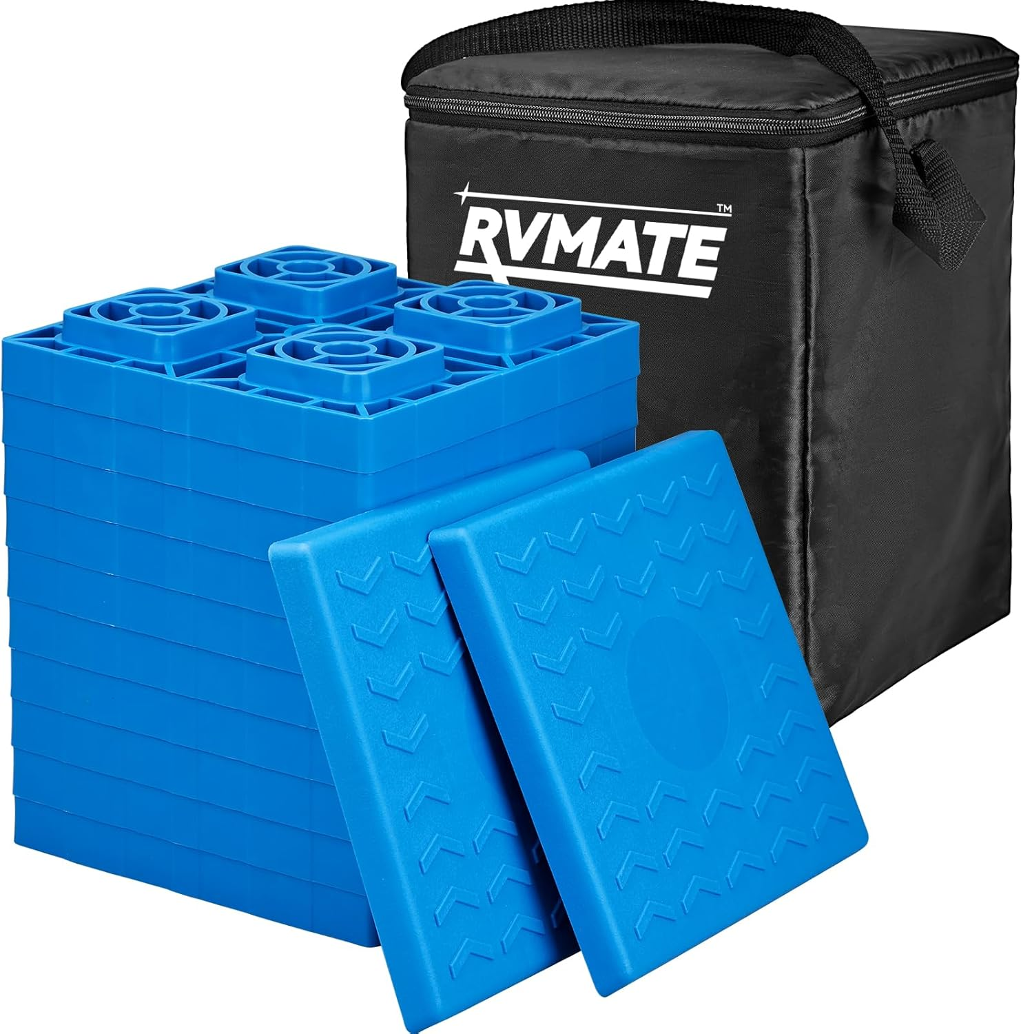 RVMATE RV Leveling Blocks 12 Pack, Heavy Duty Camper Leveling Blocks, Leveling Blocks for Rvs, Reduce Trailer Movement, Great for Single and Dual Wheels image number 4